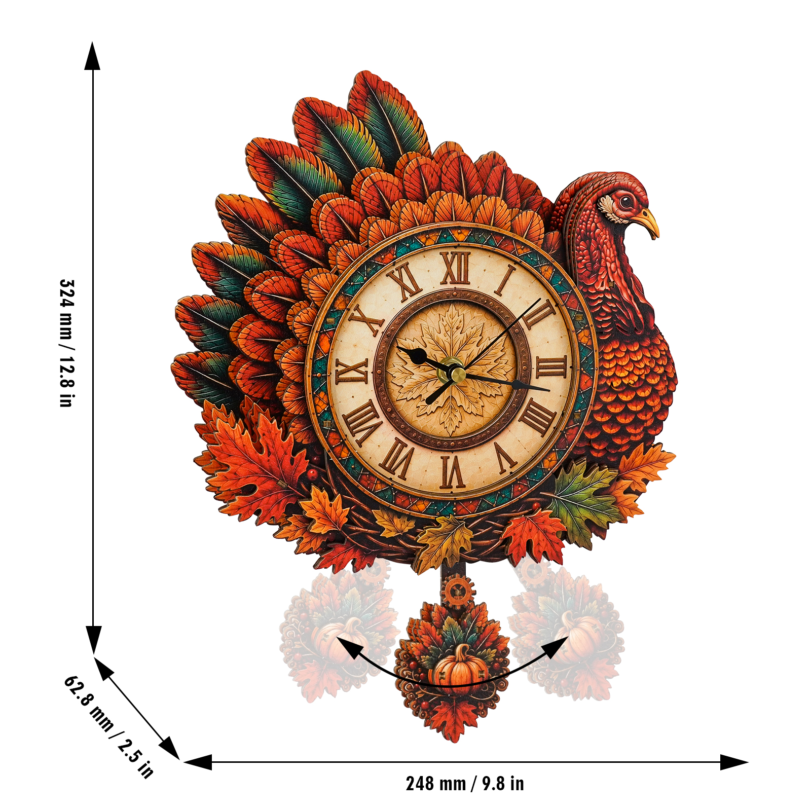 Whimsical Turkey - 3D Decorative Wall & Desk Clock
