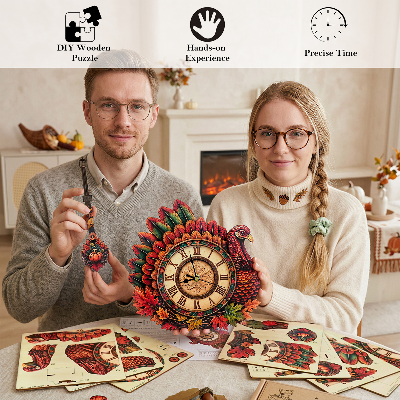 Whimsical Turkey - 3D Decorative Wall & Desk Clock