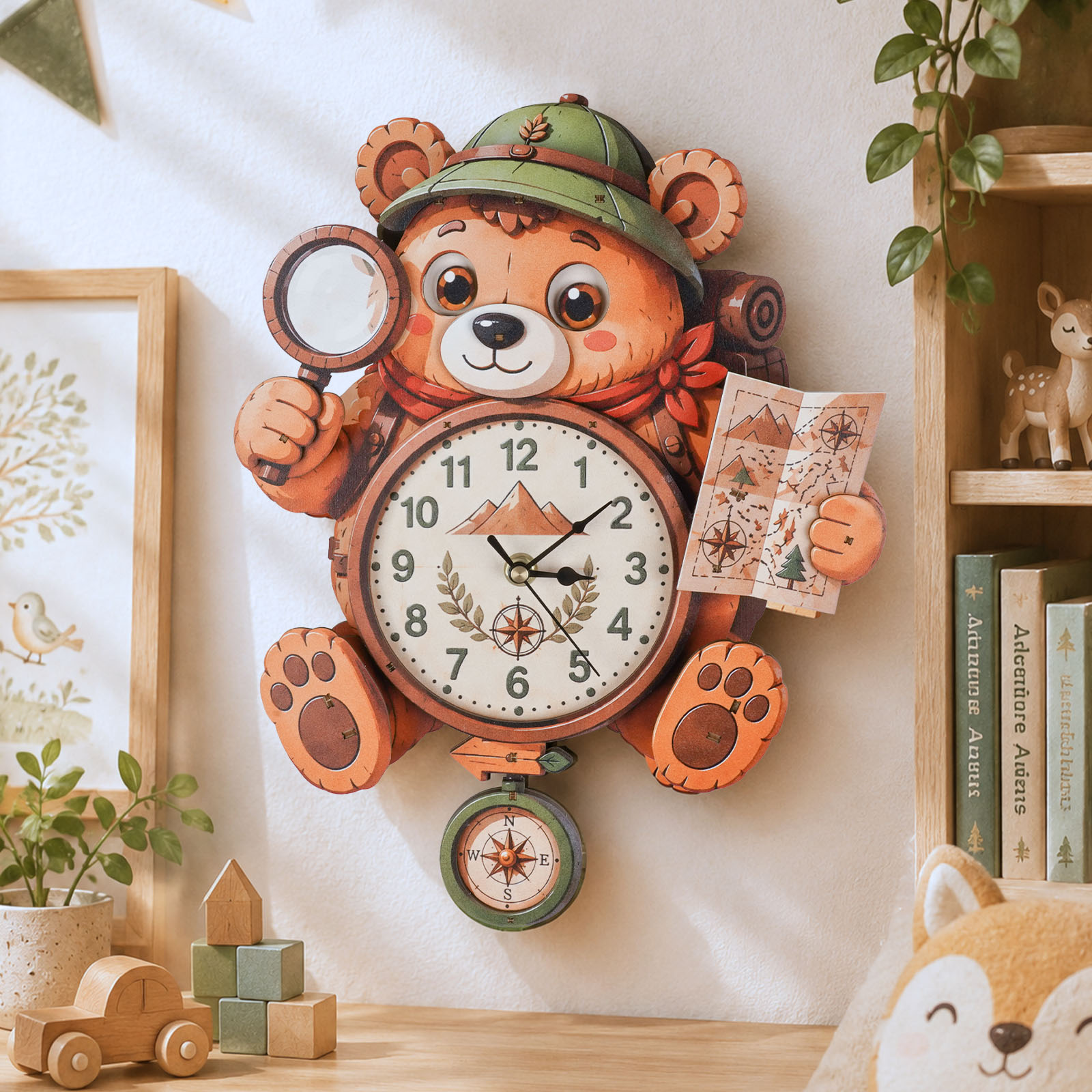 Explorer Bear - 3D Decorative Wall & Desk Clock