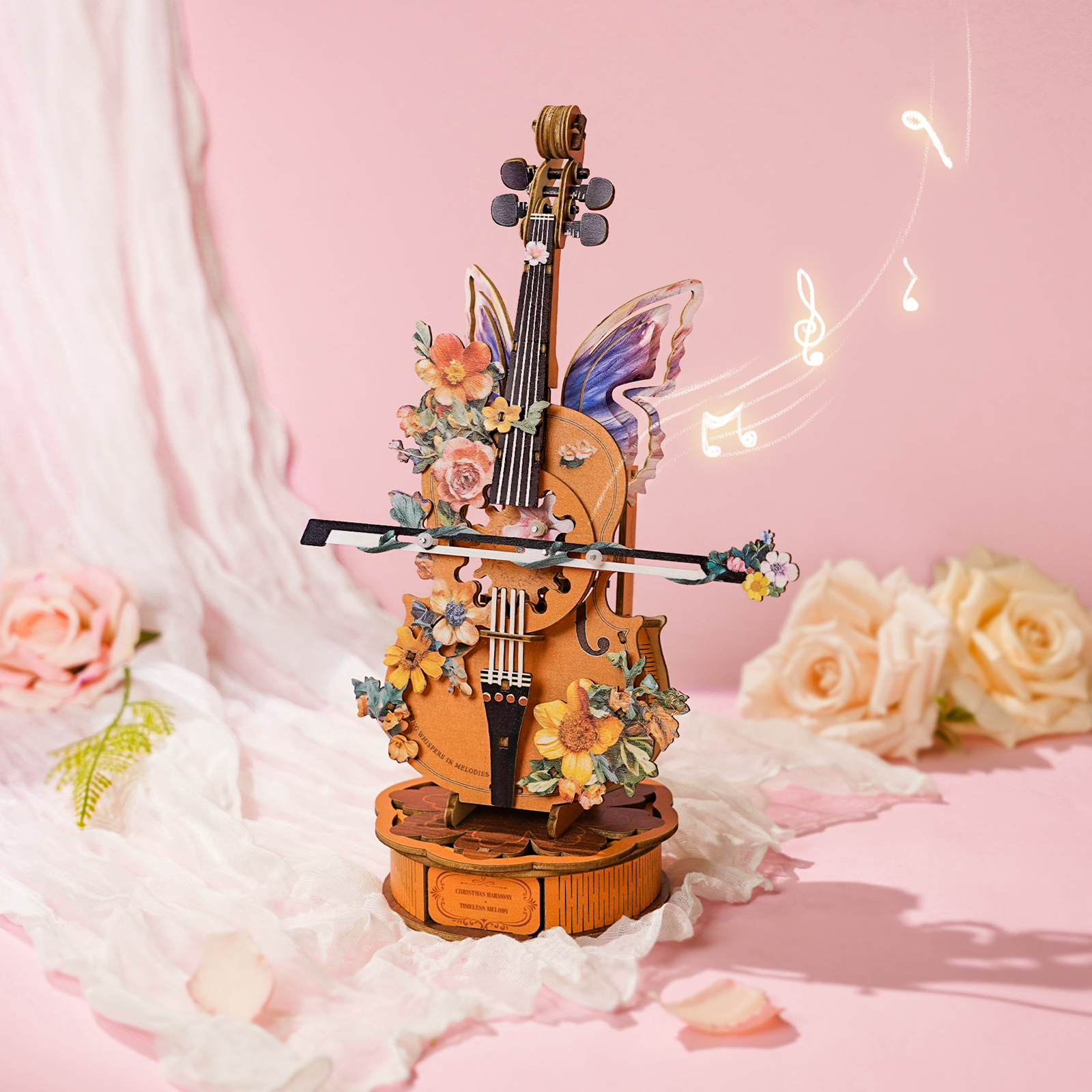 Flower Whisper Cello - 3D Wooden Music Box DIY Kit