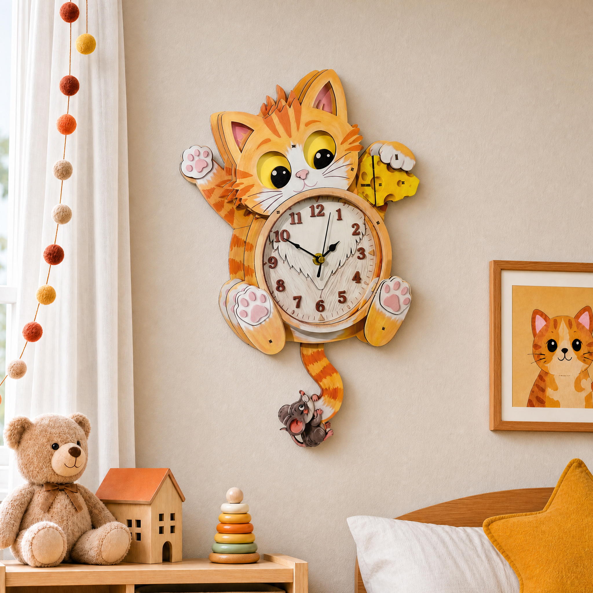 Greedy Cat - 3D Decorative Wall & Desk Clock