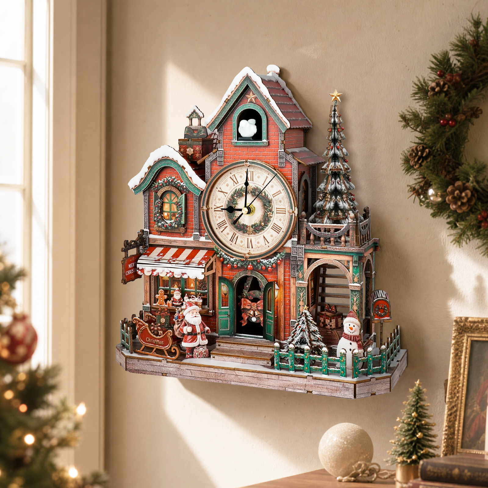 Christmas Cabin - 3D Wooden Cuckoo Clock