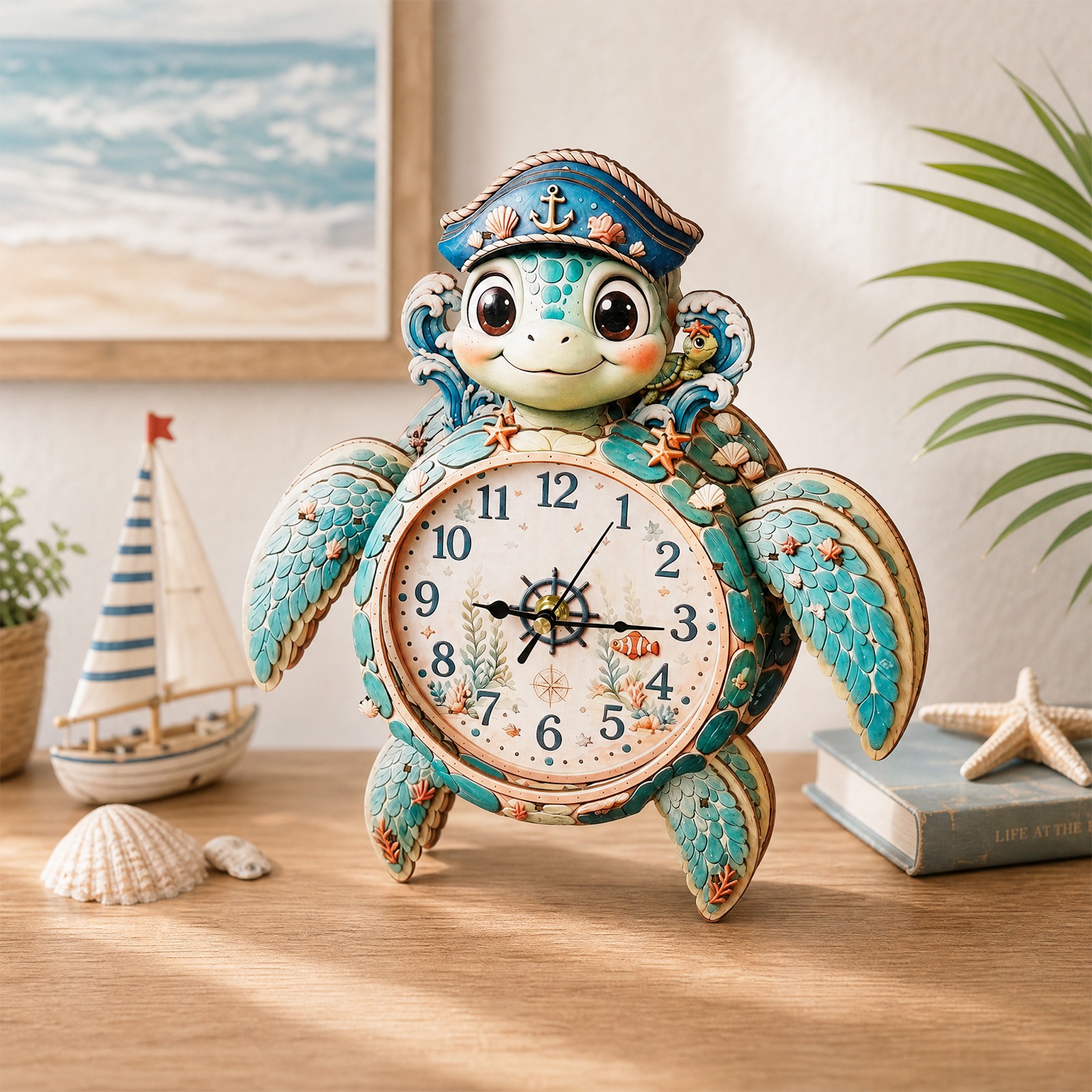 Surfing Turtle - 3D Decorative Wall & Desk Clock