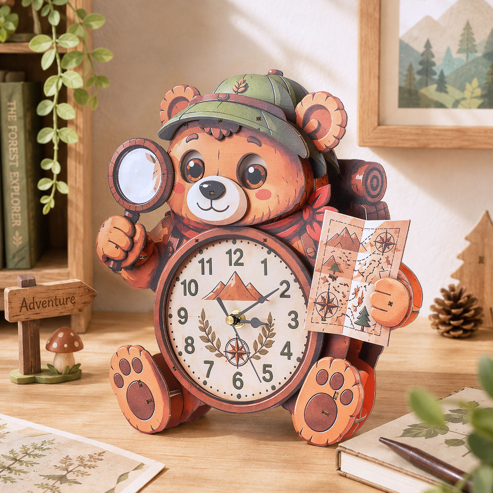 Explorer Bear - 3D Decorative Wall & Desk Clock