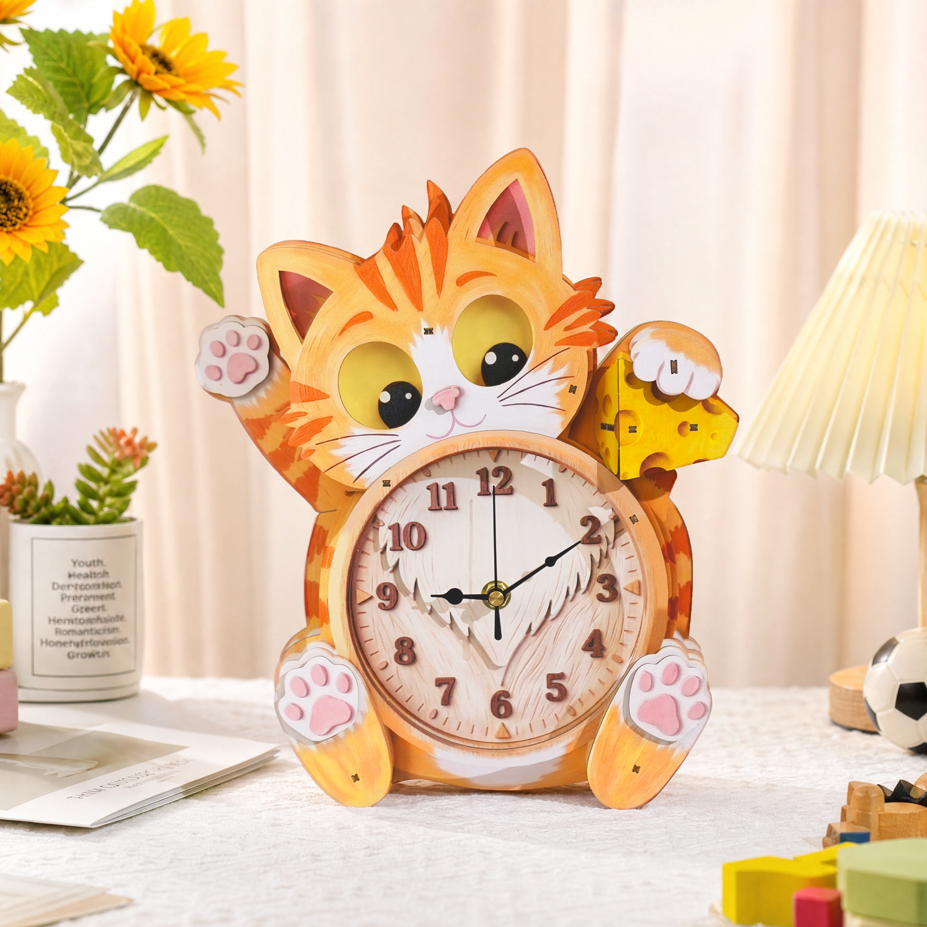 Greedy Cat - 3D Decorative Wall & Desk Clock