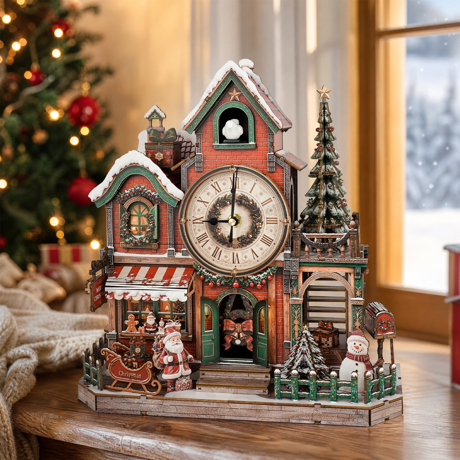 Christmas Cabin - 3D Wooden Cuckoo Clock