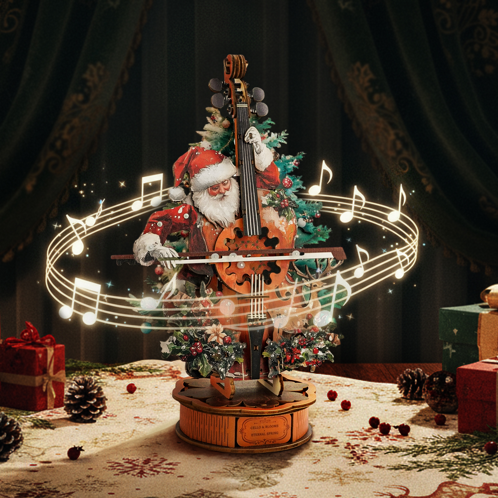 Christmas Concerto Cello - 3D Wooden Music Box DIY Kit