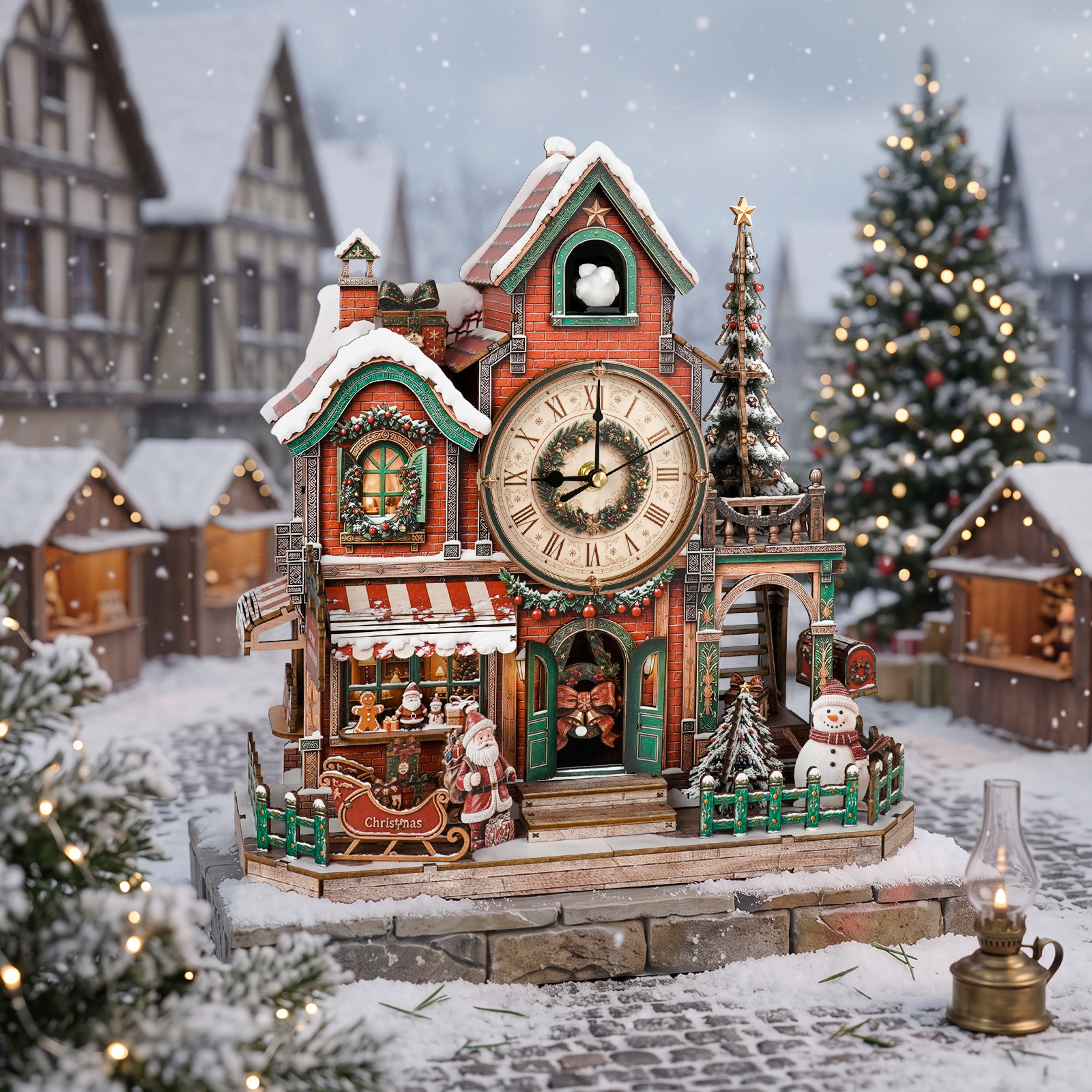 Christmas Cabin - 3D Wooden Cuckoo Clock