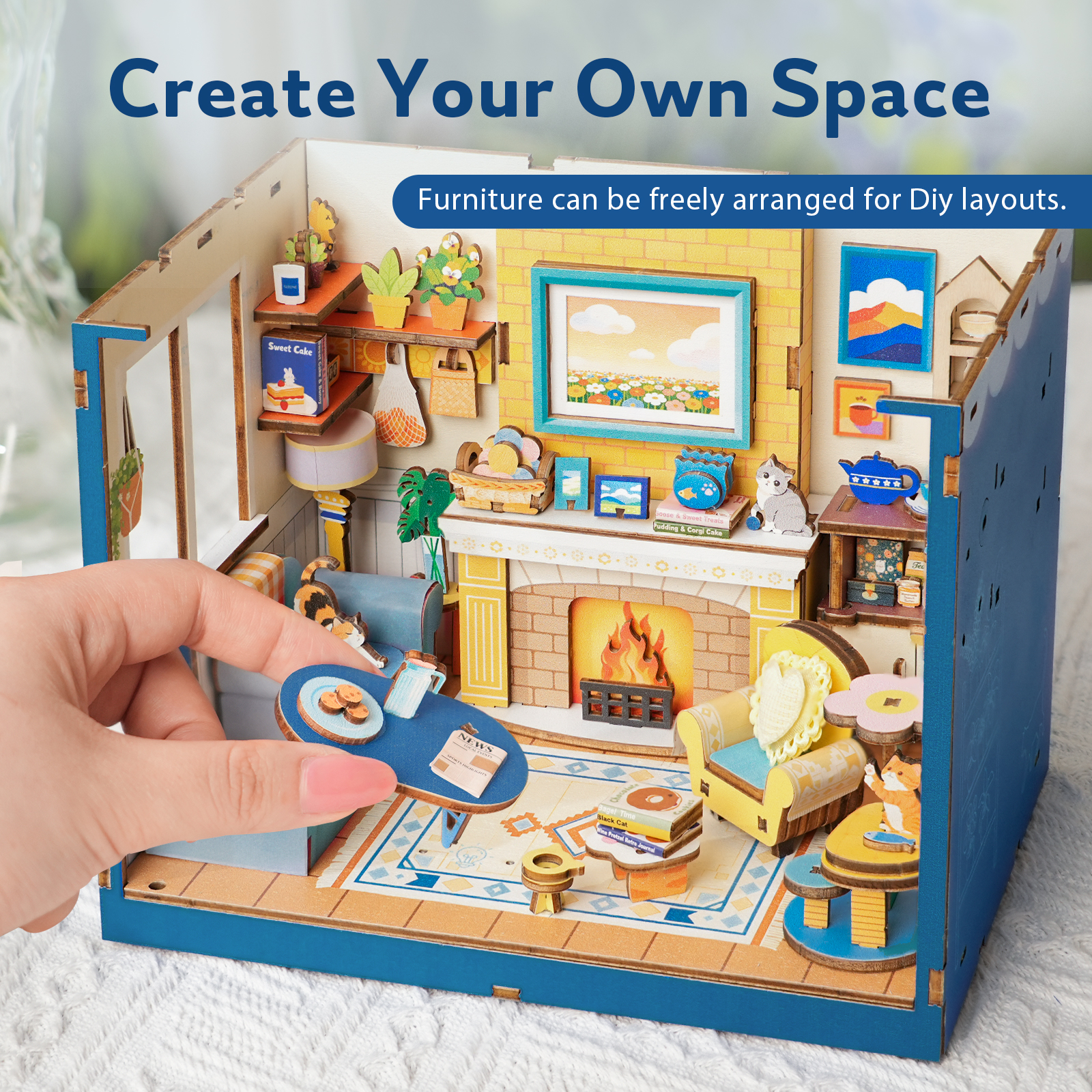 Living Room - 3D Wooden Miniature House Kit