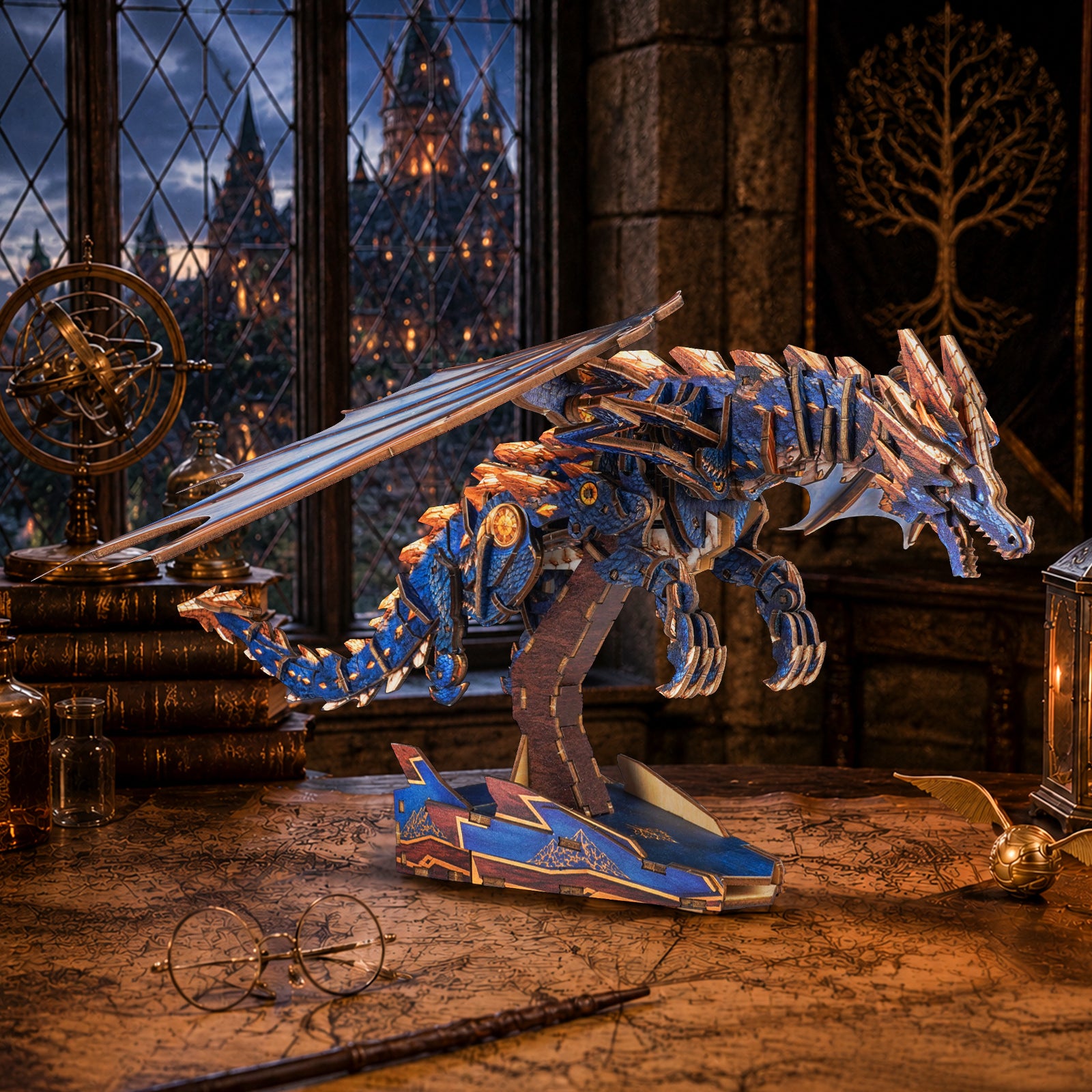 3D Wooden Mechanical Kit - Azure Gold Dragon