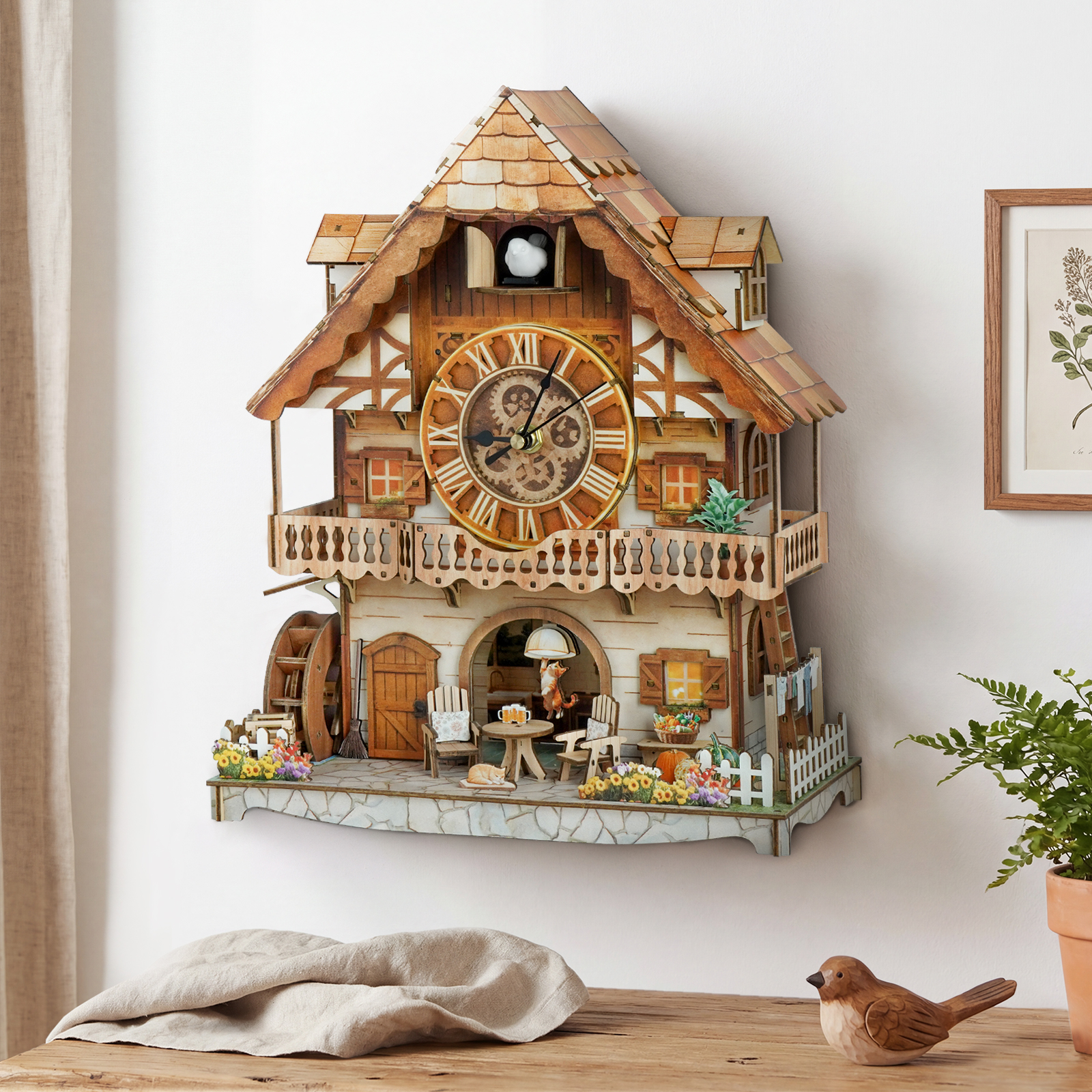 German Country Cottage - 3D Wooden Cuckoo Clock