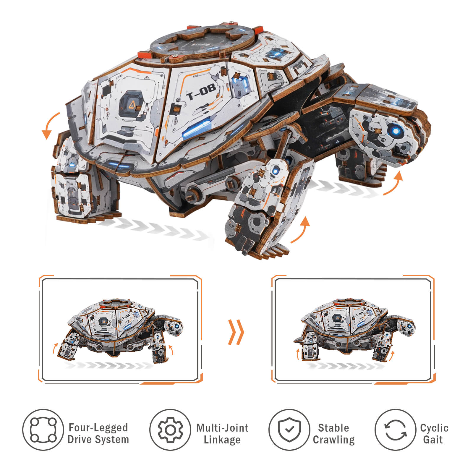 3D Wooden Mechanical Kit - Mecha Turtle