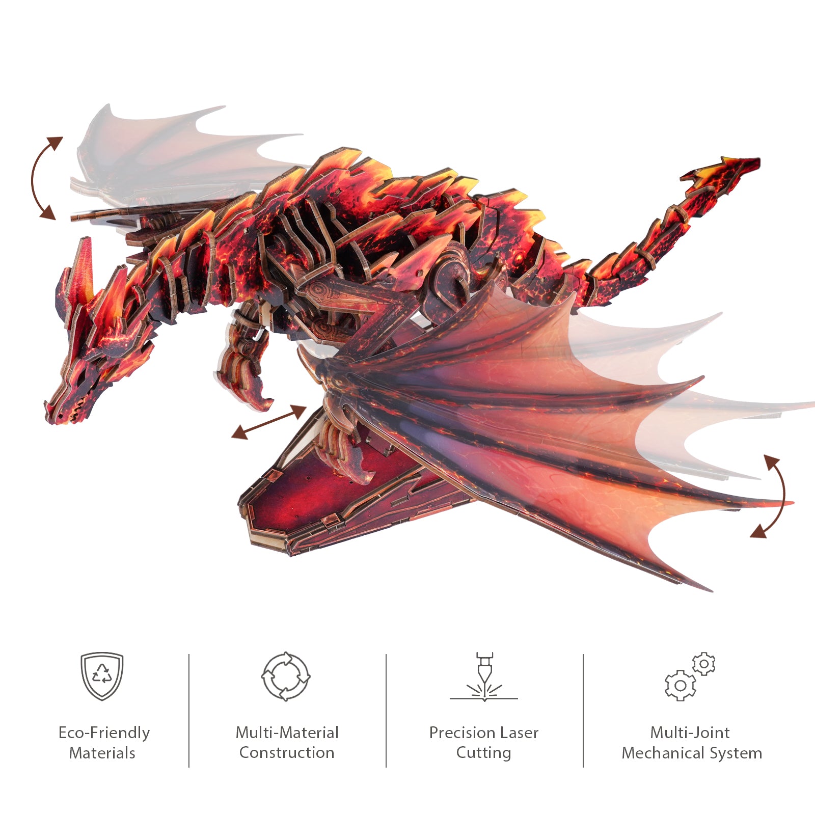 3D Wooden Mechanical Kit - Crimson Flame Dragon