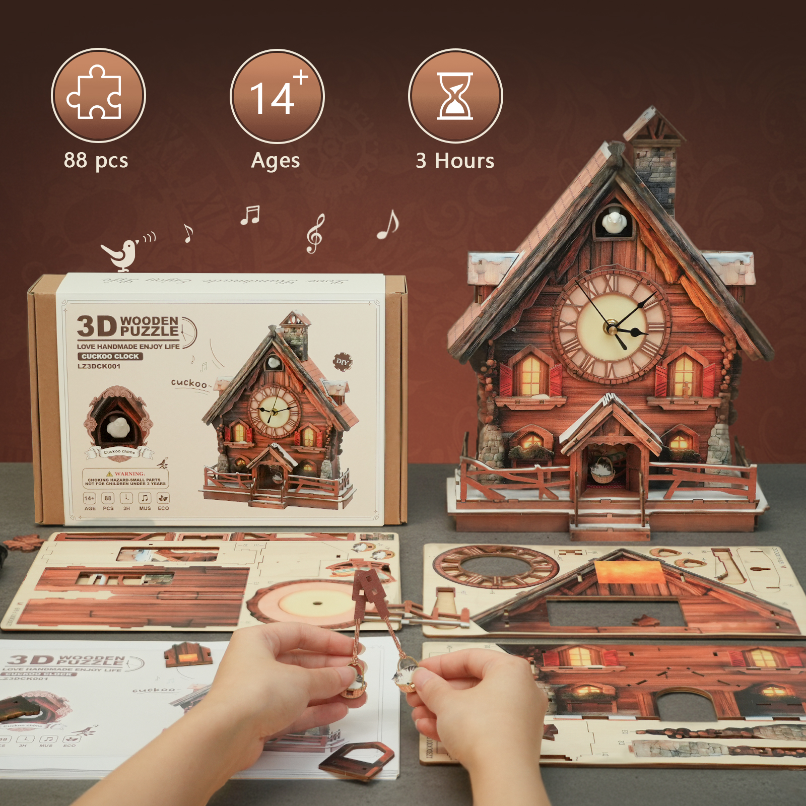 Swiss Chalet - 3D Wooden Cuckoo Clock