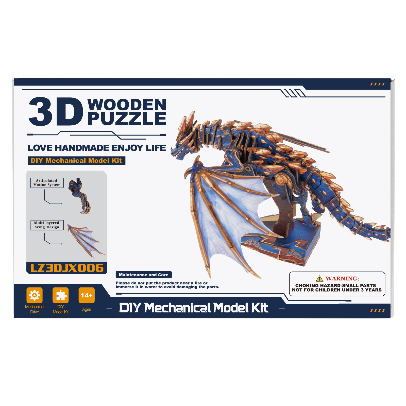 3D Wooden Mechanical Kit - Azure Gold Dragon