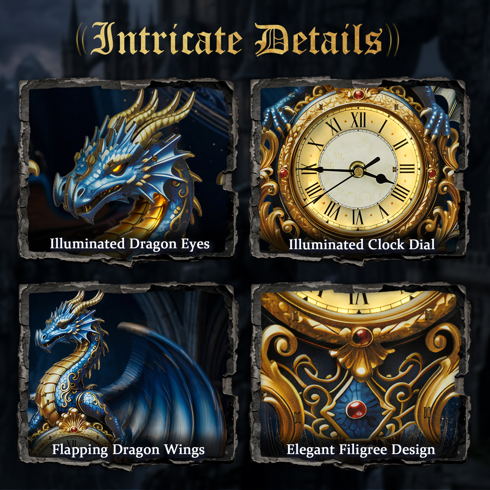 Roaring Dragon - 3D Animated Chime Clock