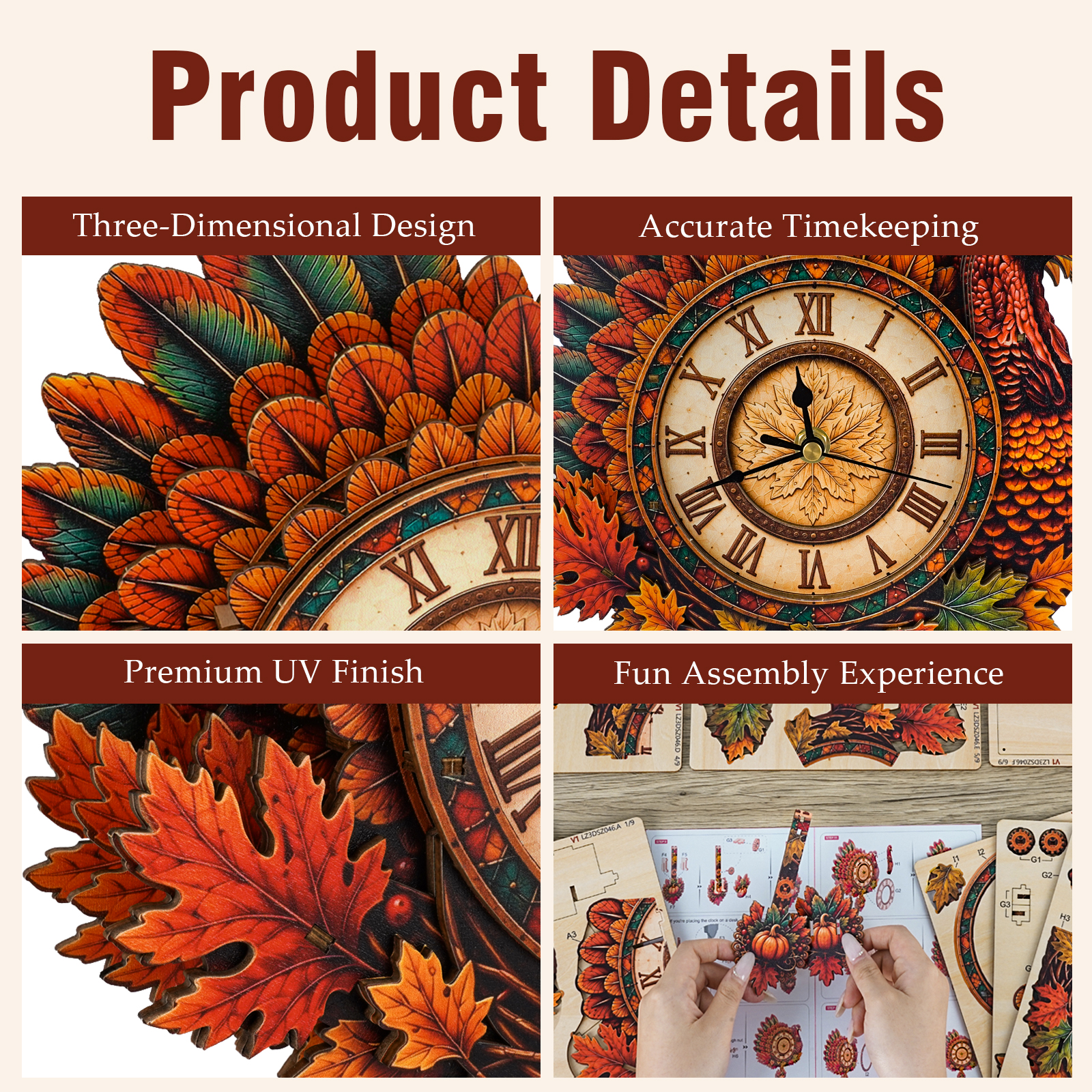 Whimsical Turkey - 3D Decorative Wall & Desk Clock
