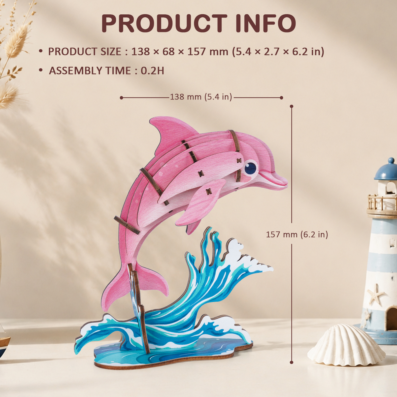 Dolphin - 3D Wooden Puzzle