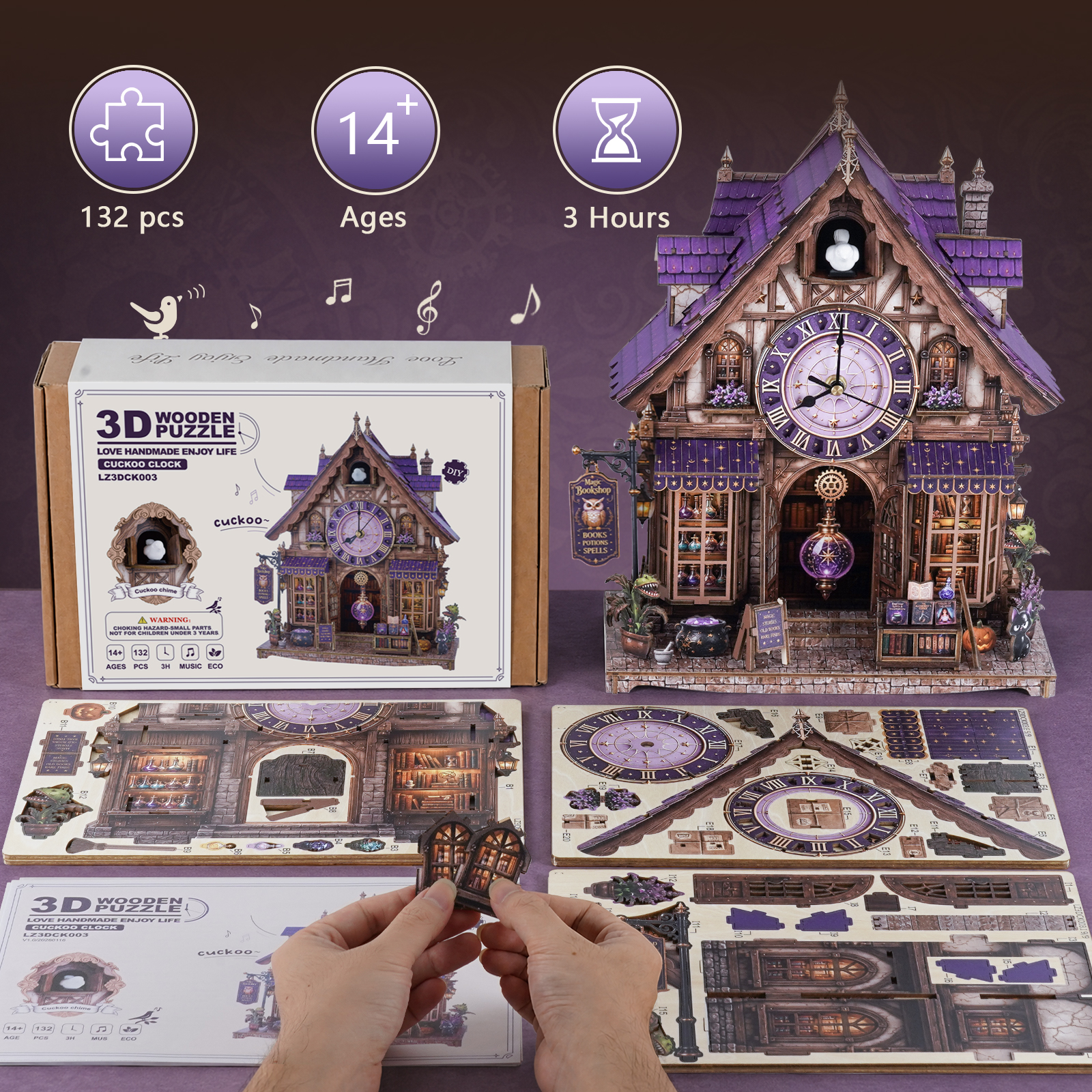 Magical Bookhouse - 3D Wooden Cuckoo Clock
