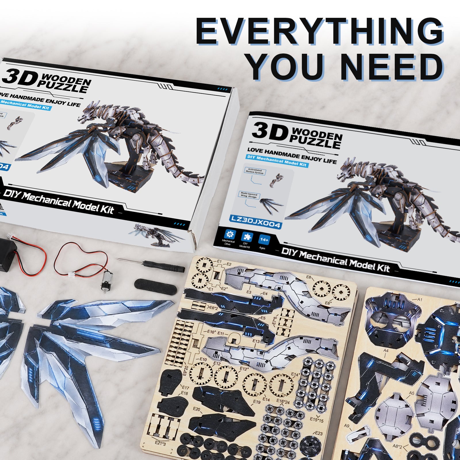 3D Wooden Mechanical Kit - Mechanical Dragon