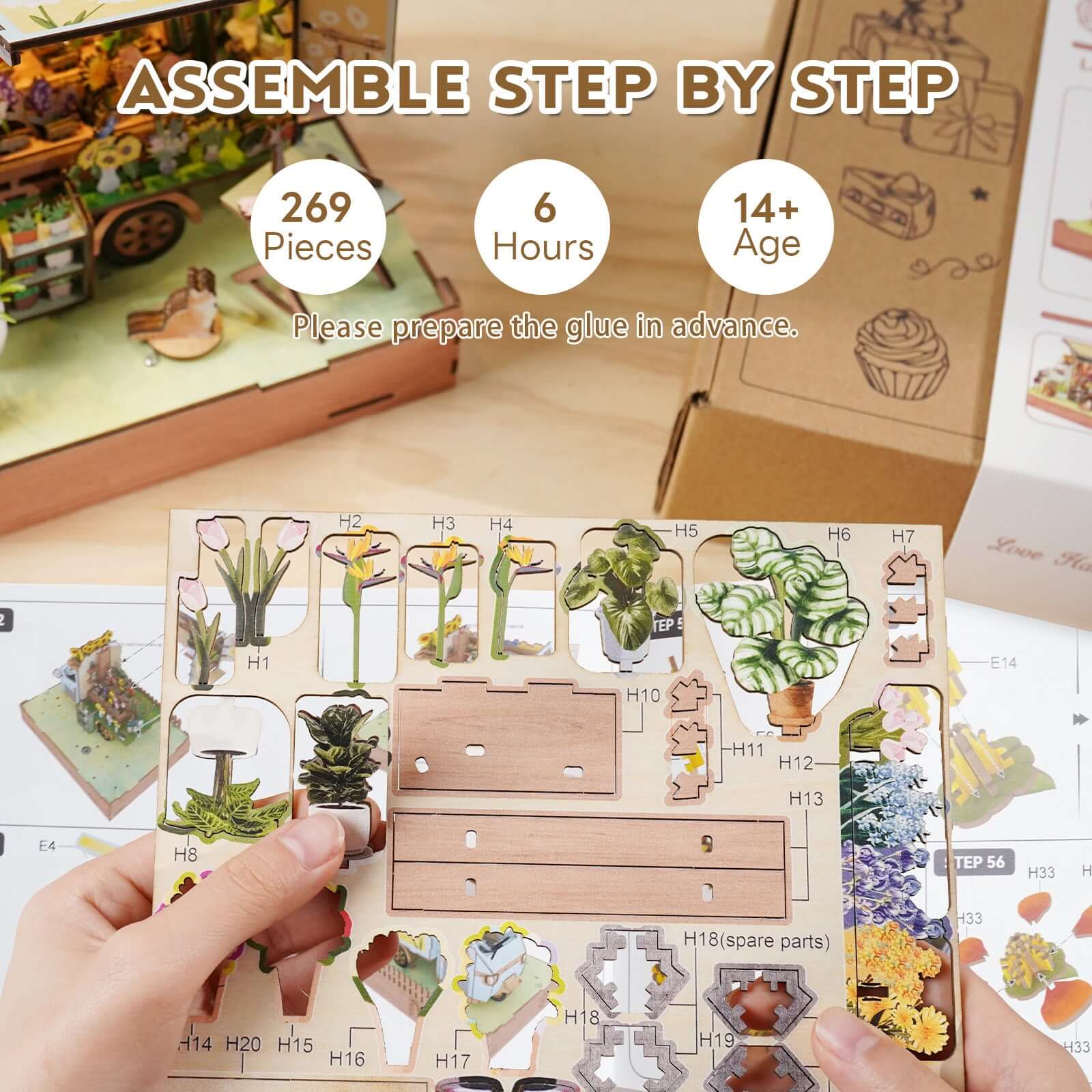 DIY miniature house kit, dollhouse kit for adults