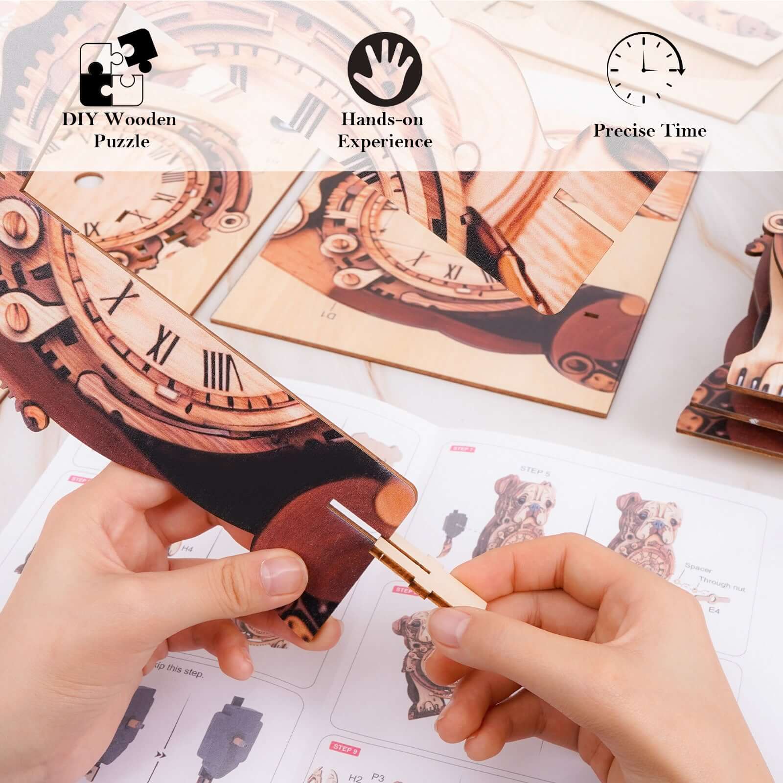 DIY Wooden Clock, 3D Puzzle Craft Kit
