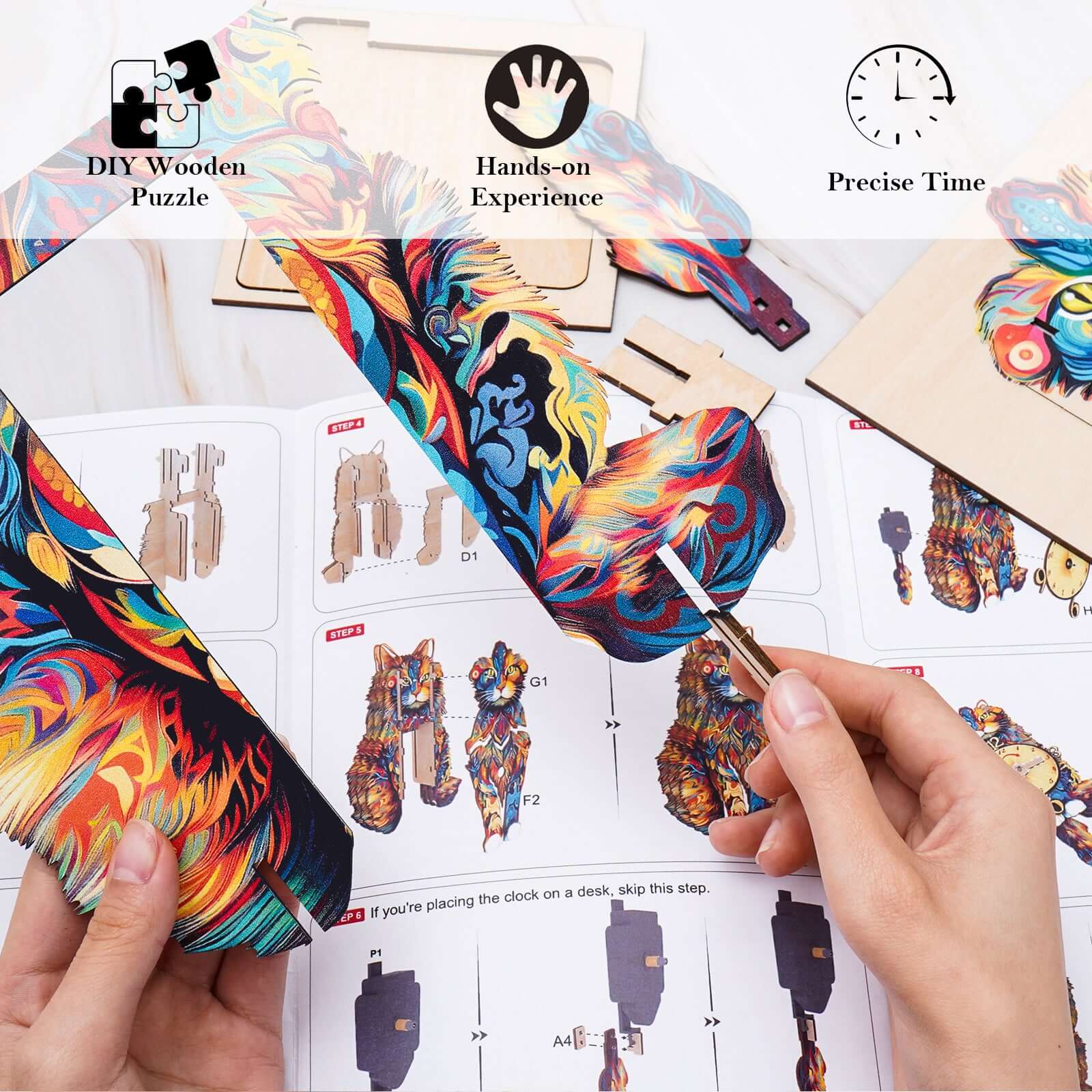 DIY Wooden Clock, 3D Puzzle Craft Kit