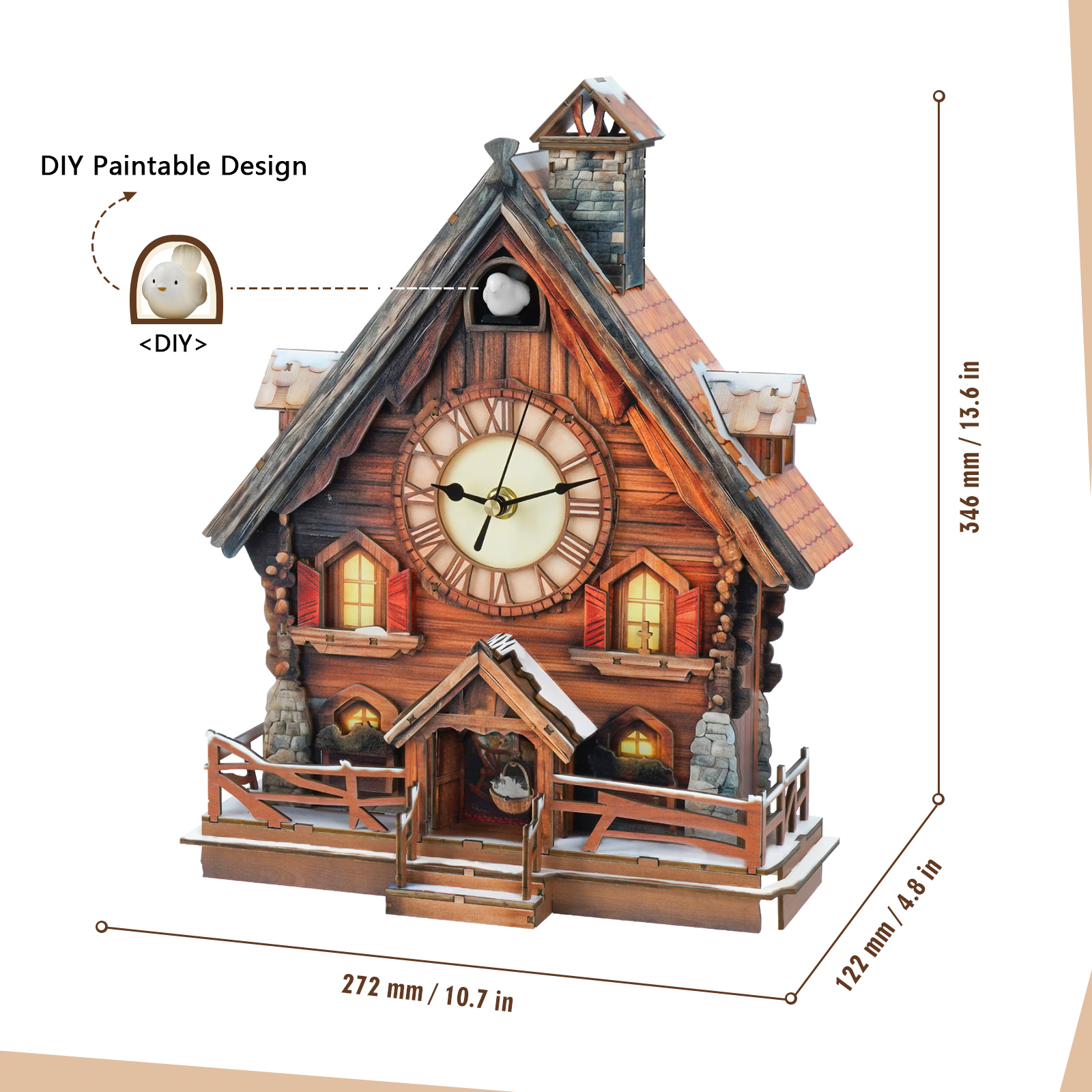 Swiss Chalet - 3D Wooden Cuckoo Clock