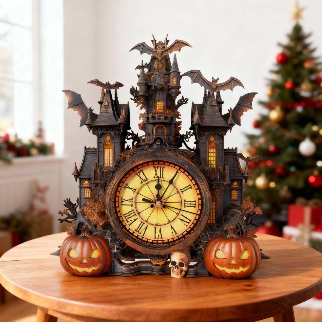 Halloween Castle clock on display