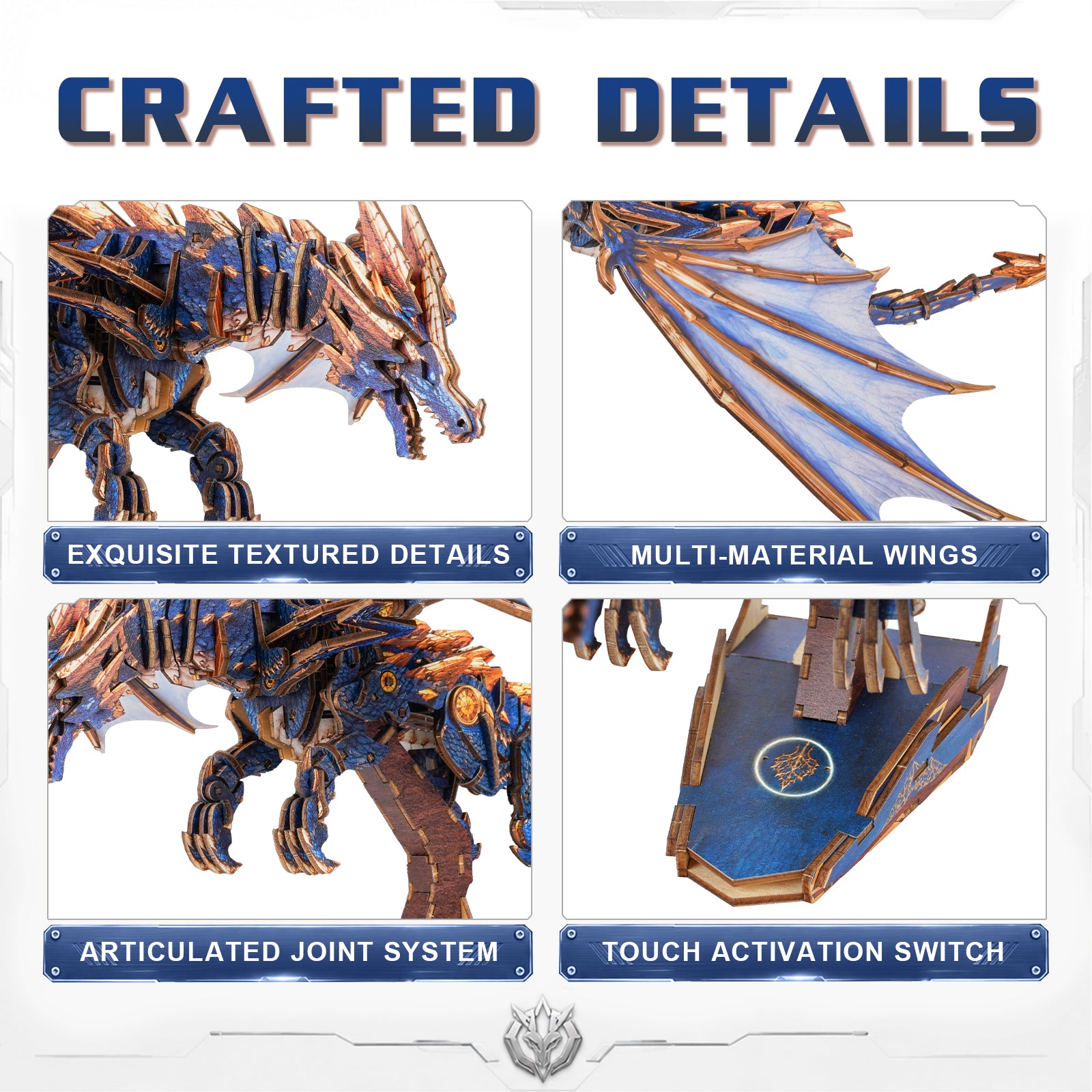 3D Wooden Mechanical Kit - Azure Gold Dragon