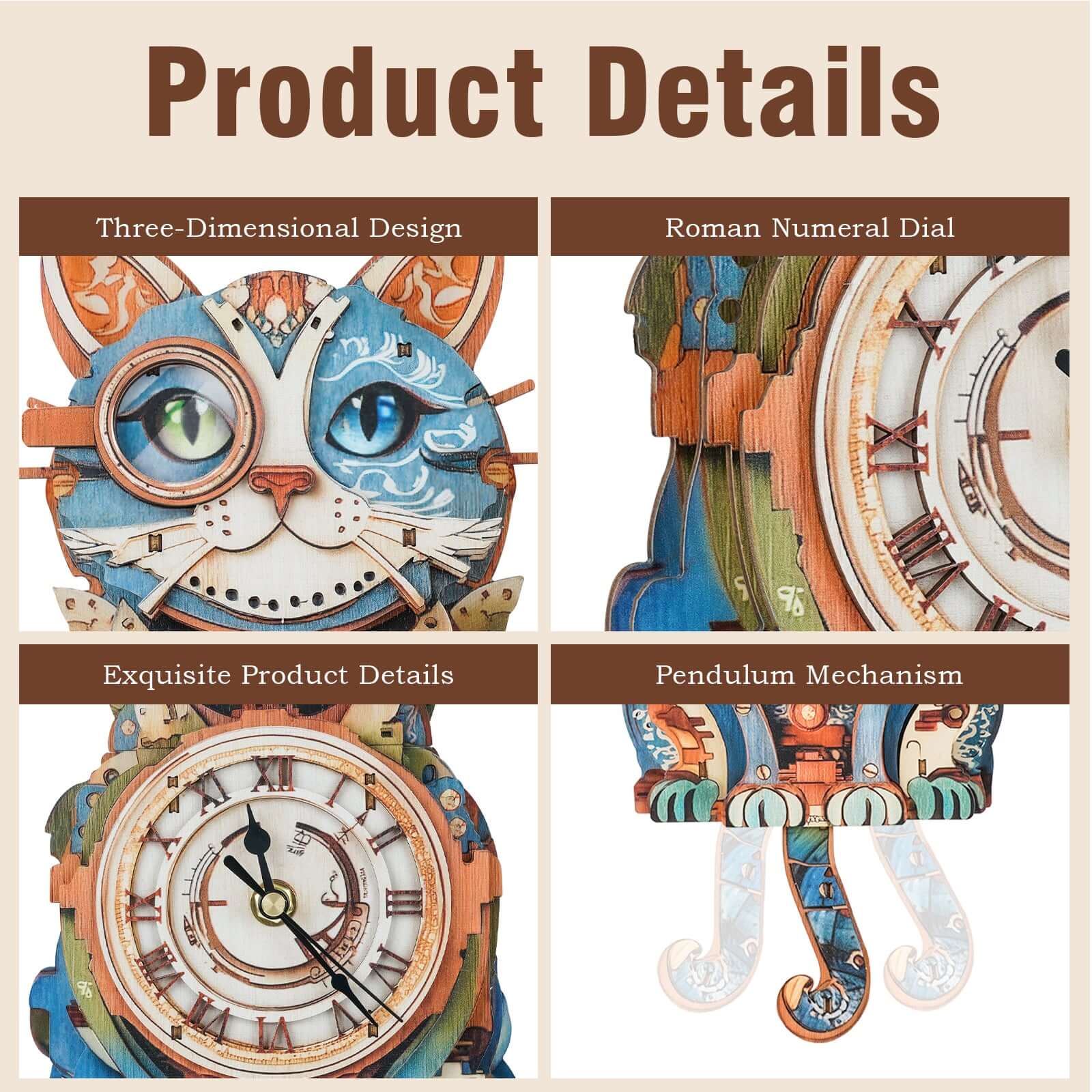 DIY Wooden Clock, 3D Puzzle Craft Kit