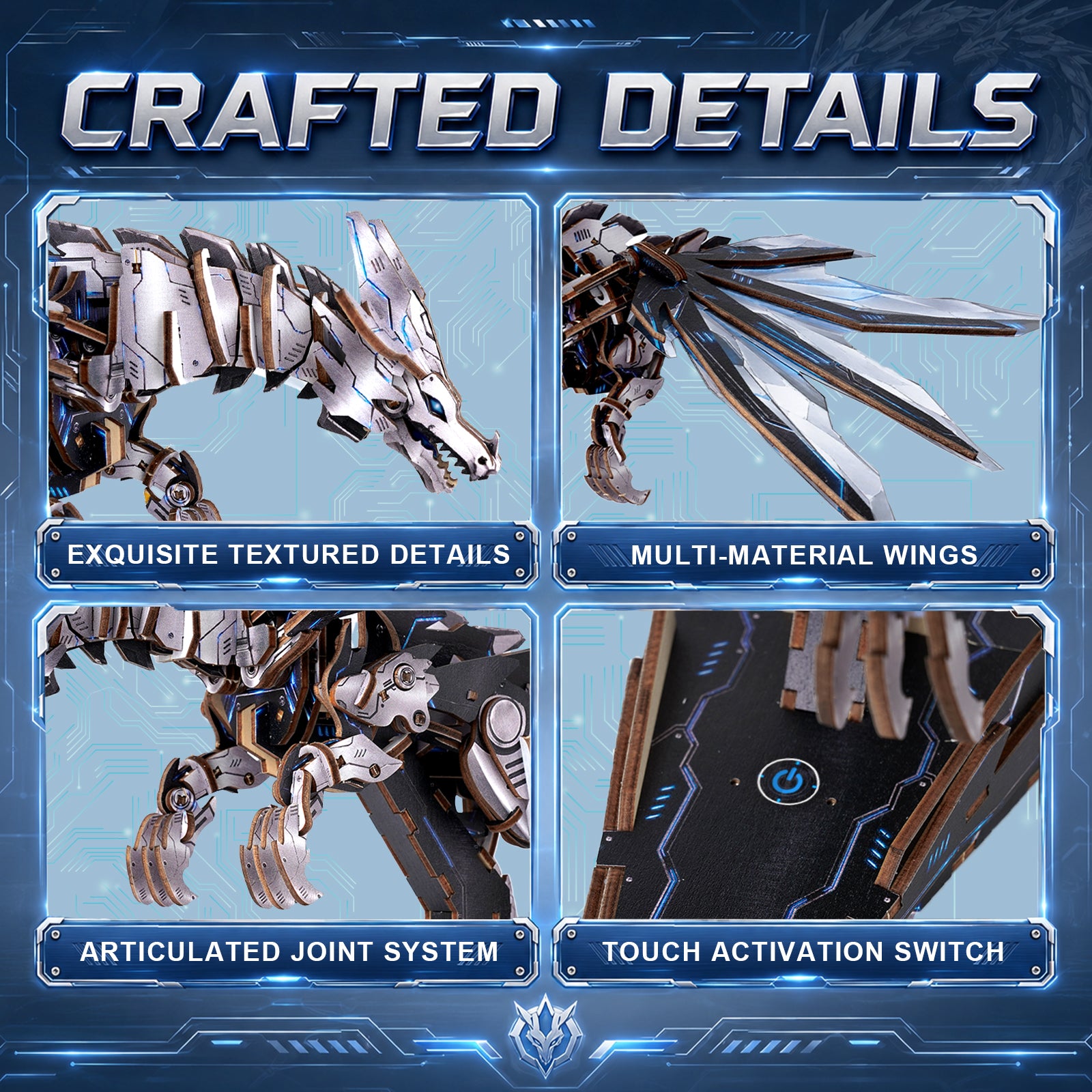 3D Wooden Mechanical Kit - Mechanical Dragon