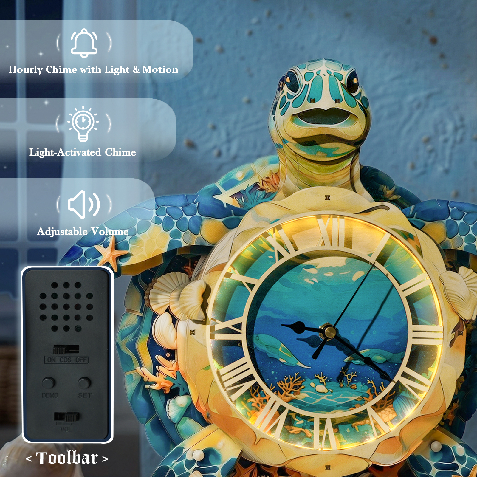 Ocean Turtle - 3D Animated Chime Clock