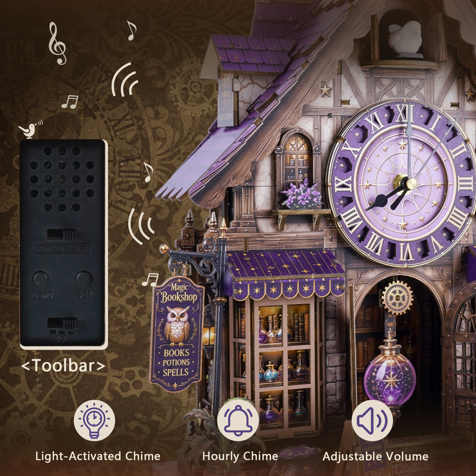 Magical Bookhouse - 3D Wooden Cuckoo Clock