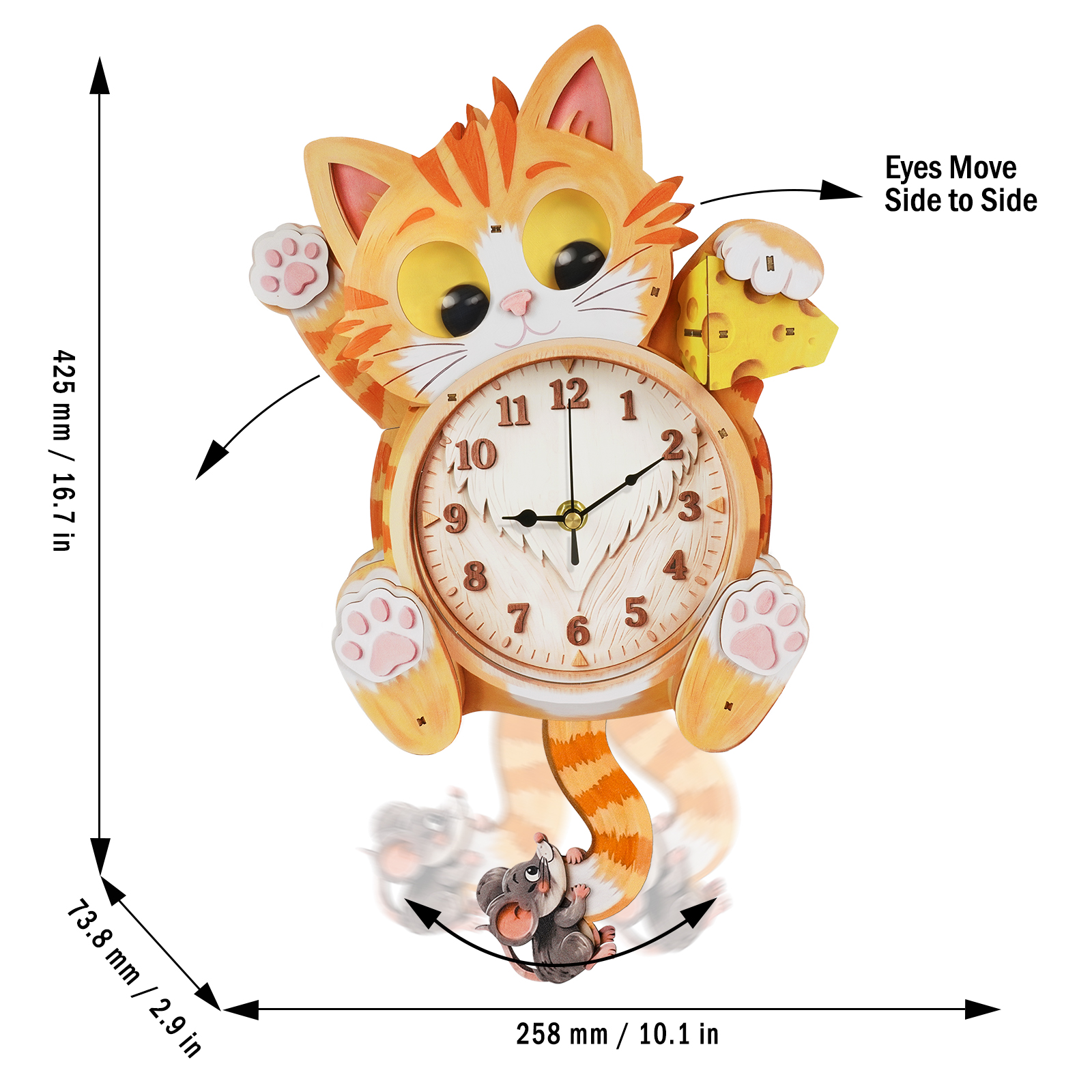 Greedy Cat - 3D Decorative Wall & Desk Clock