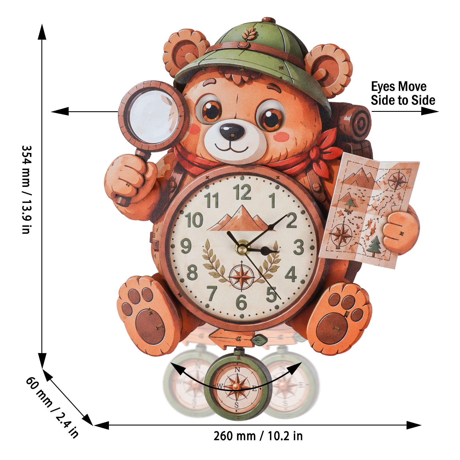 Explorer Bear - 3D Decorative Wall & Desk Clock