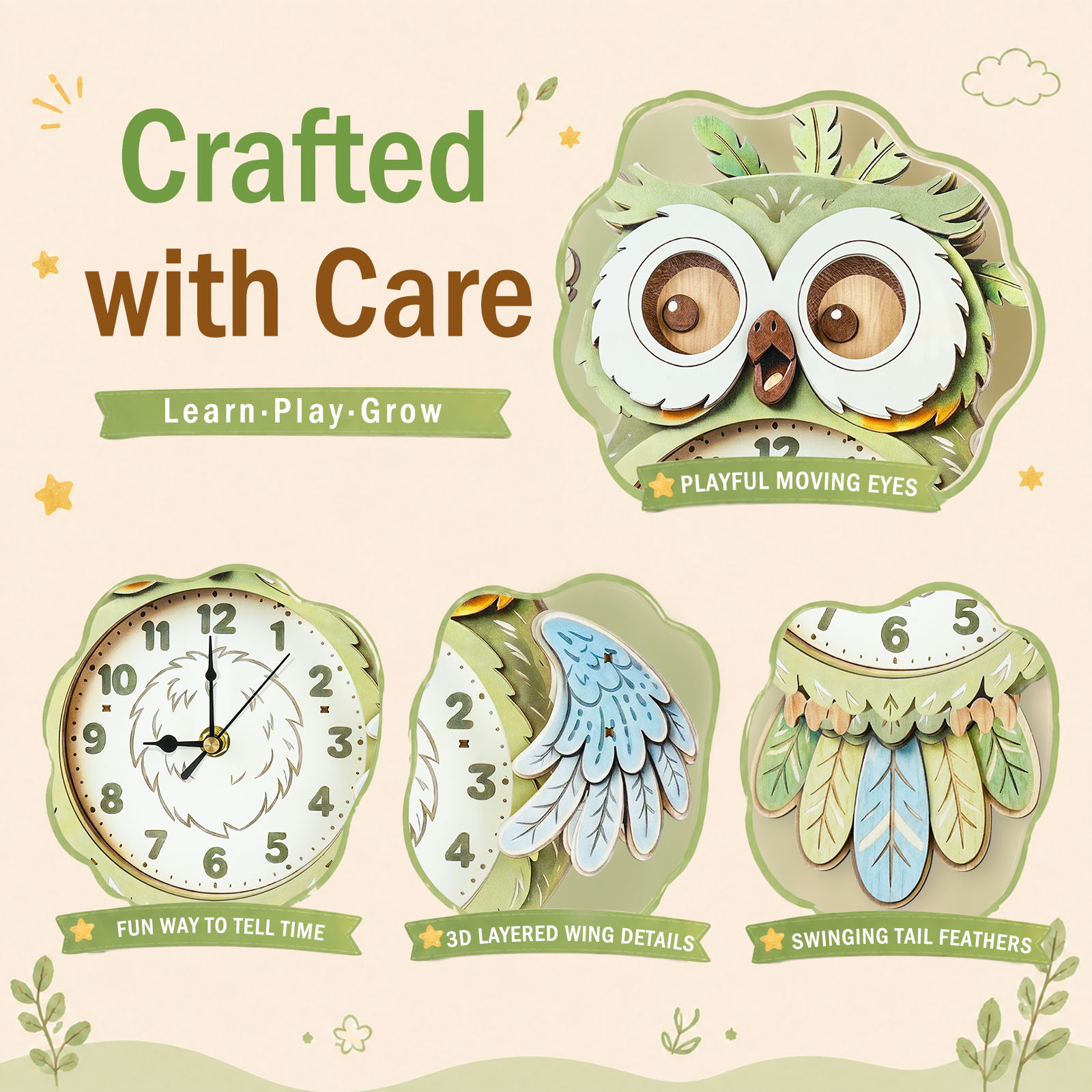 Curious Owl - 3D Decorative Wall & Desk Clock