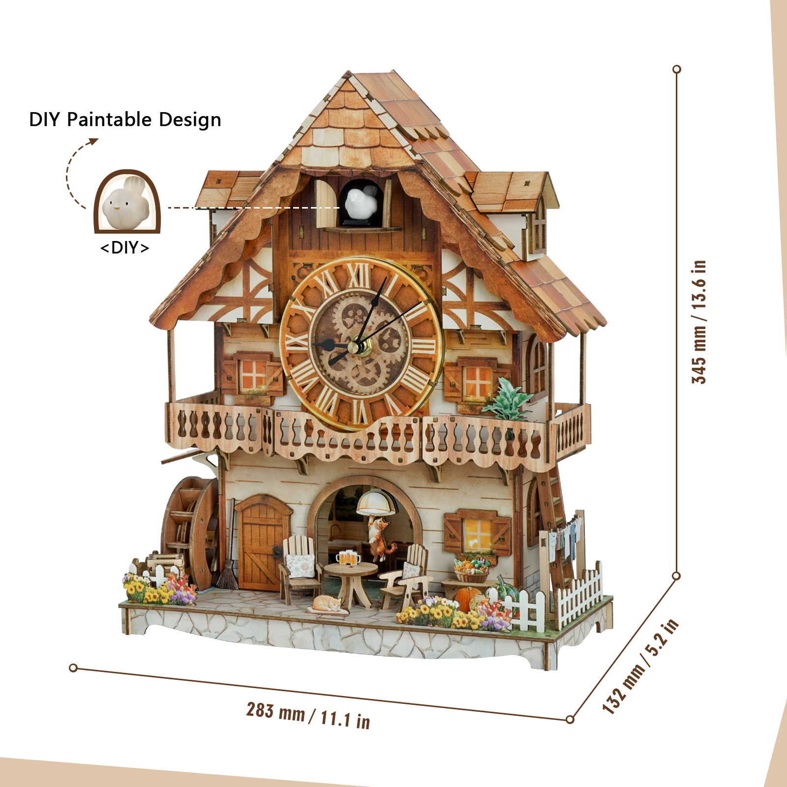 German Country Cottage - 3D Wooden Cuckoo Clock