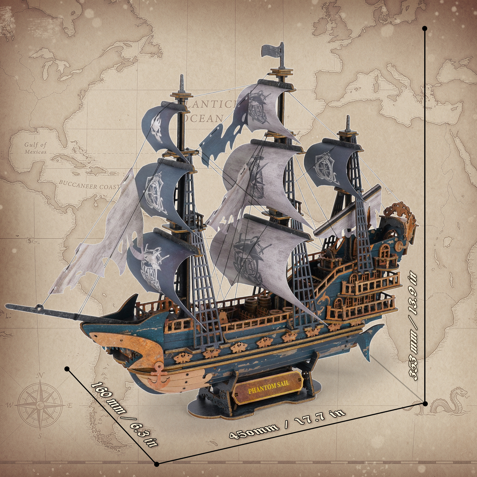Phantom Sail - 3D Wooden Sailing Ship Model Kit