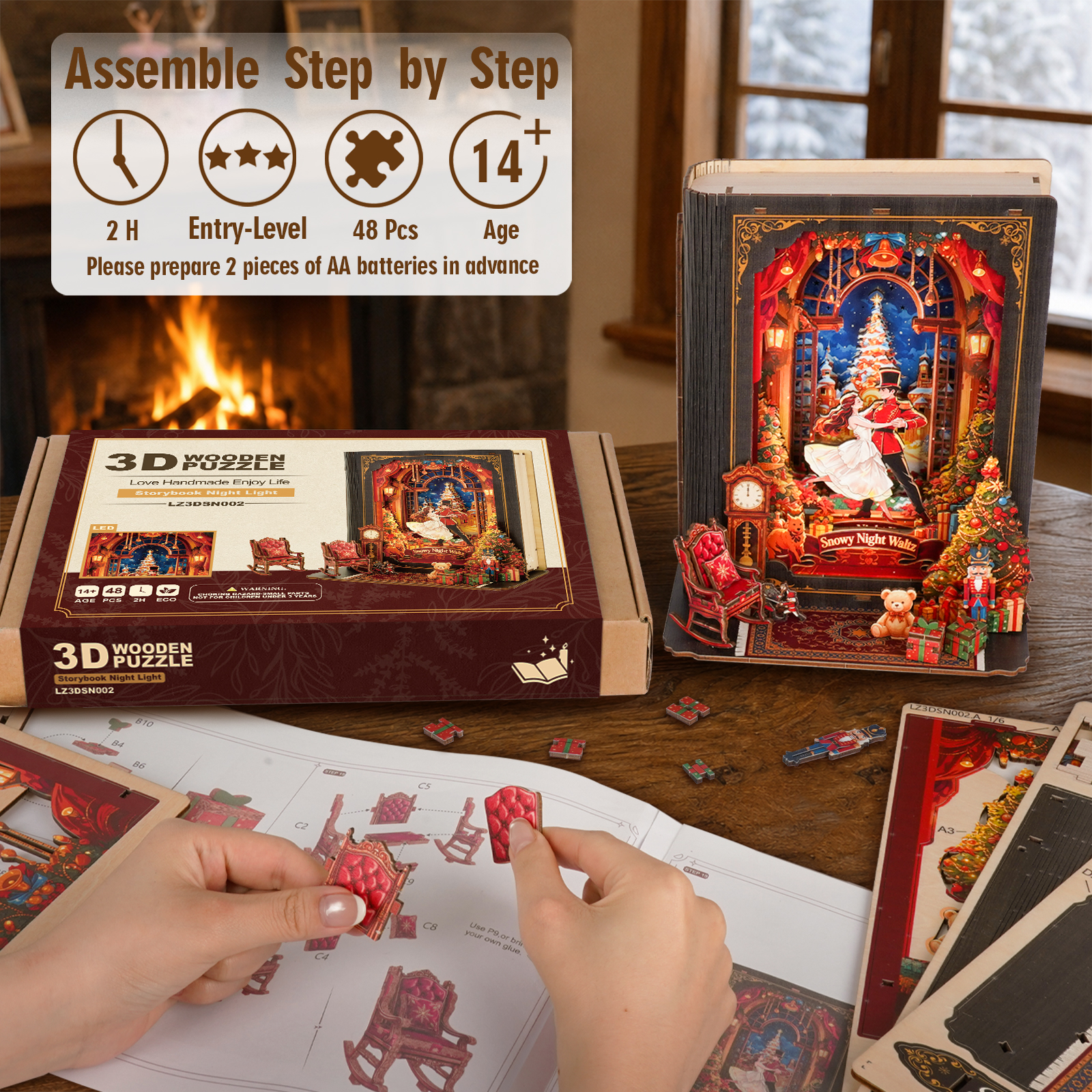 Snowy Night Waltz - 3D Storybook Night Light