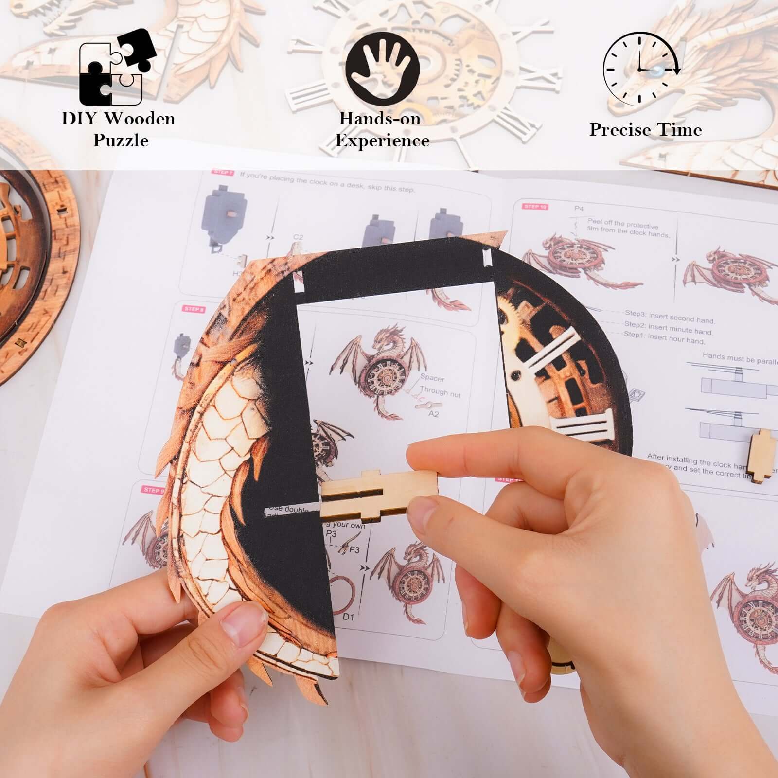 DIY Wooden Clock, 3D Puzzle Craft Kit