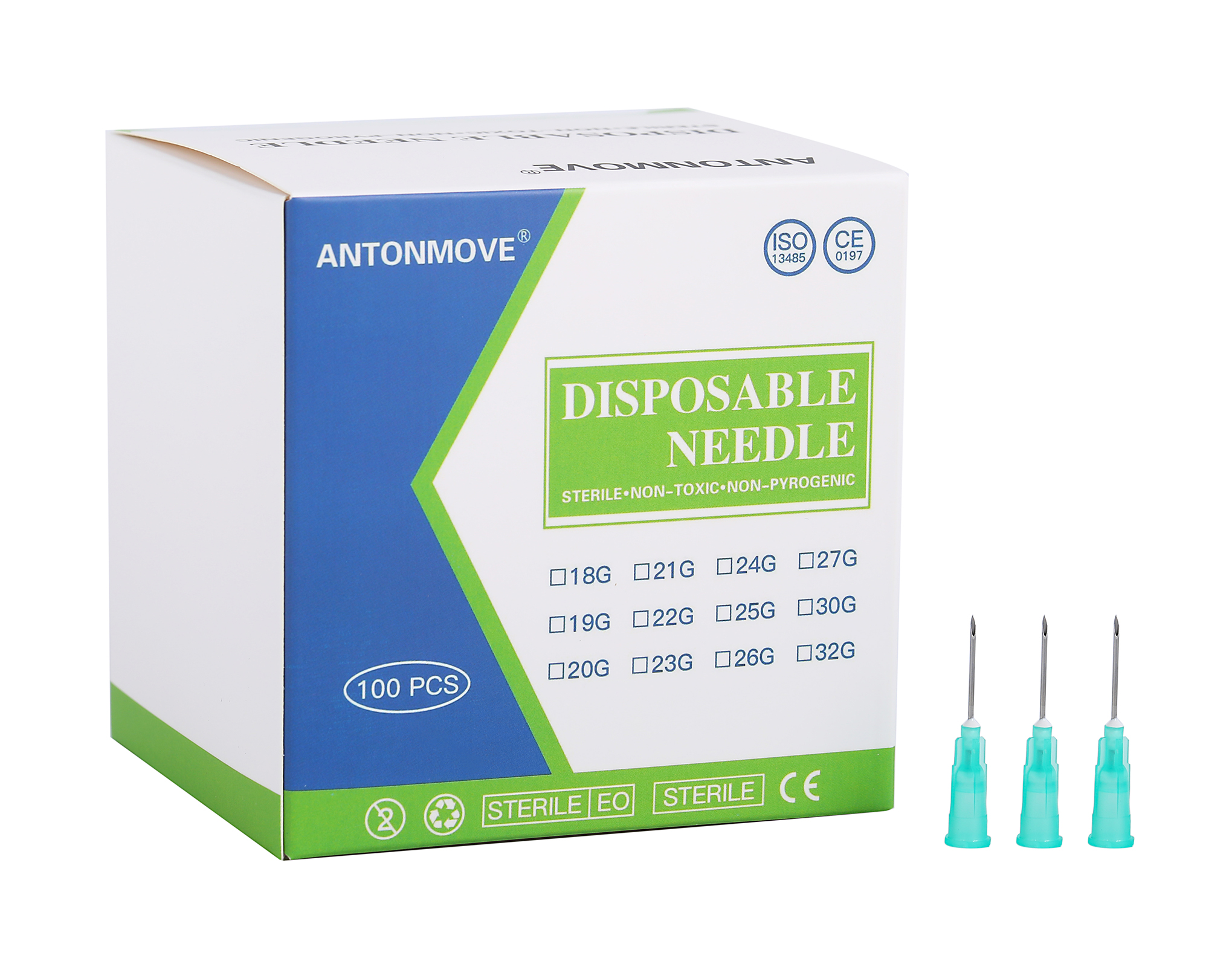 ANTONMOVE 21G Sterile Needles Box Packaging - 100pcs per Box