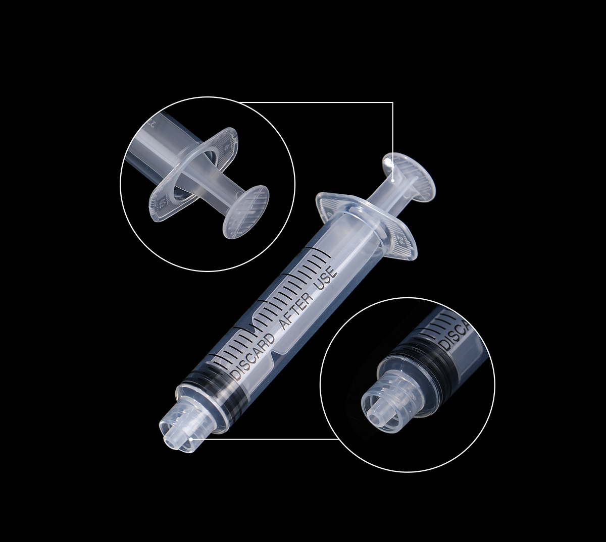 5ml sterile syringe with Luer Lock connection close-up view