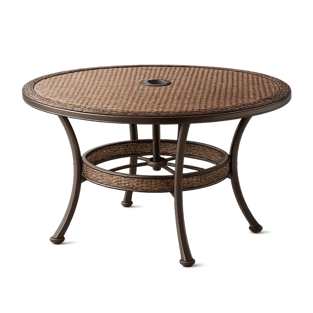 Okrągły stół z technorattanu i aluminium 120cm Brązowy-roomfaxis