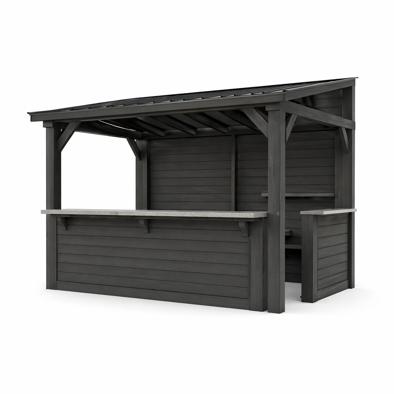 Holz Bar mit Dach Dunkelgrau 300cm x 160cm x 250cm-COZYOLUME