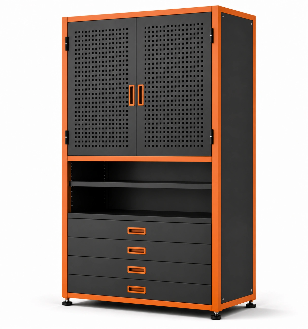 Werkzeugschrank schwarz orange mit stahlstruktur-COZYOLUME