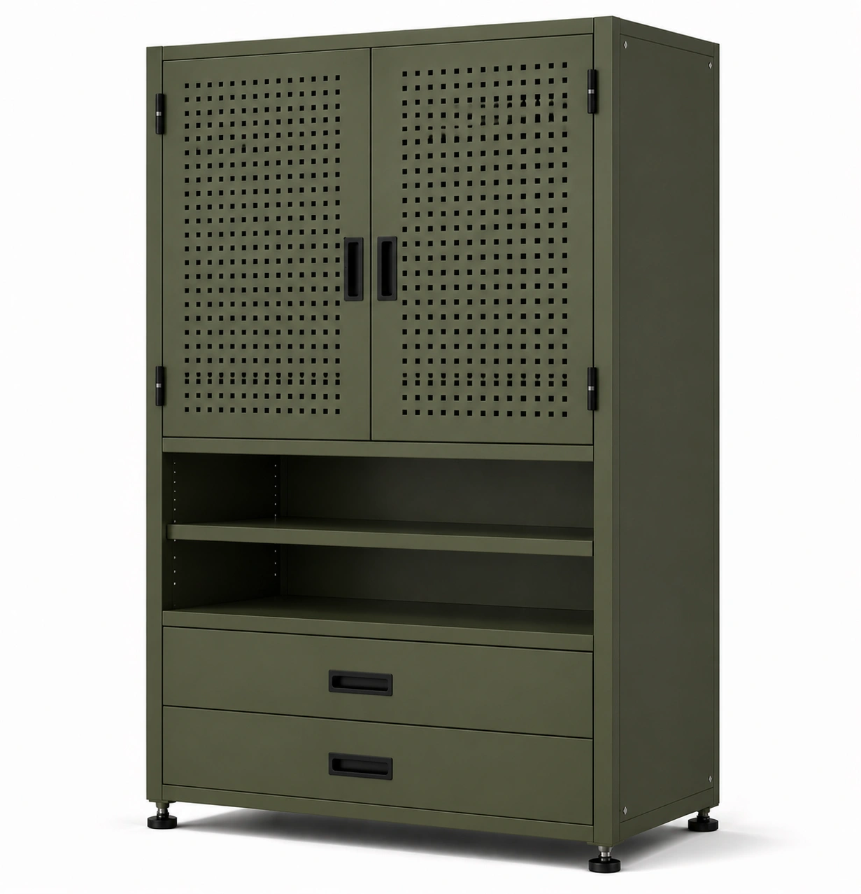 Werkzeugschrank mit regalböden und schubladen grün 100x50x200cm-COZYOLUME