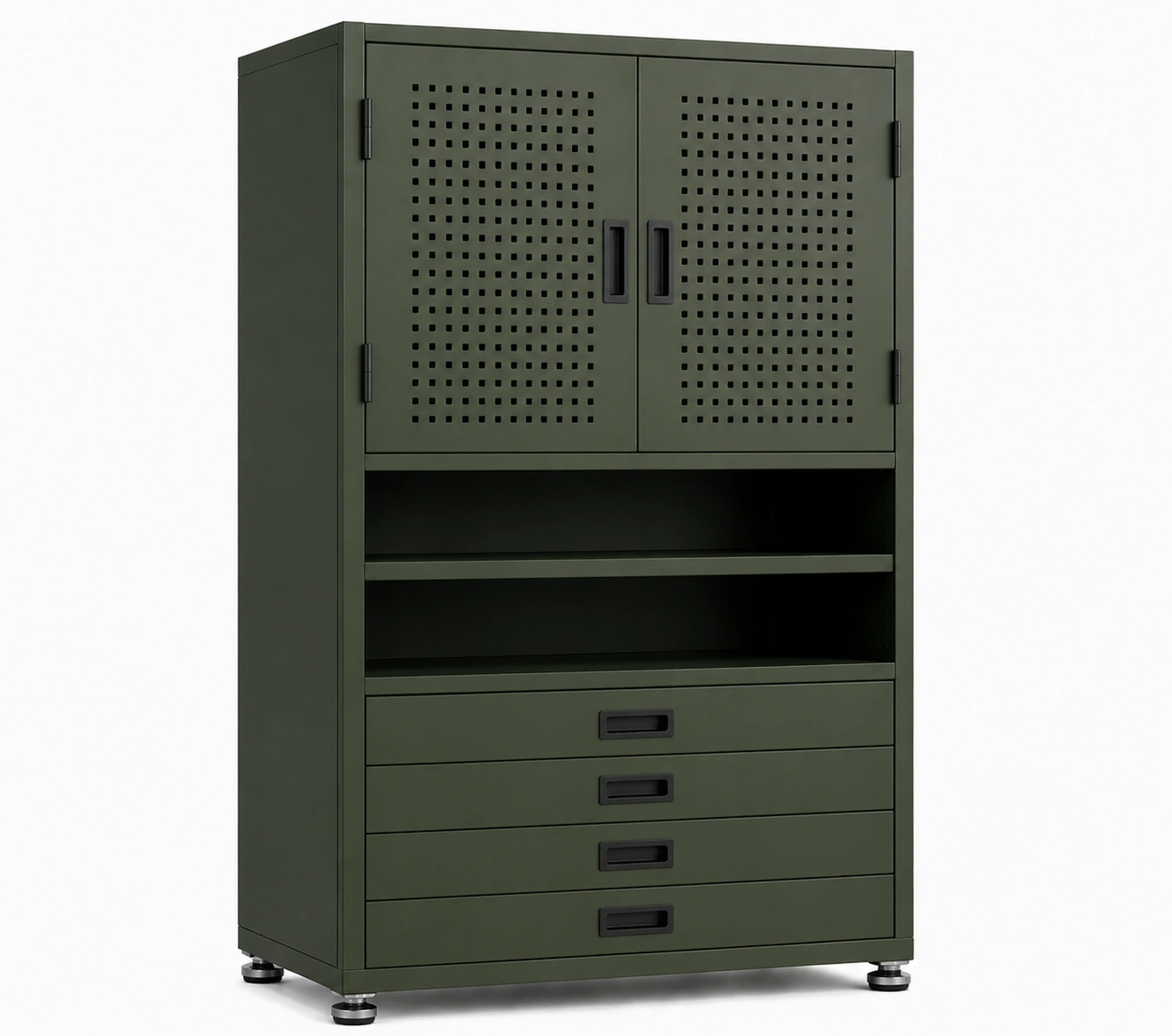 Werkzeugschrank mit türen und schubladen grün 80x40x180cm-COZYOLUME