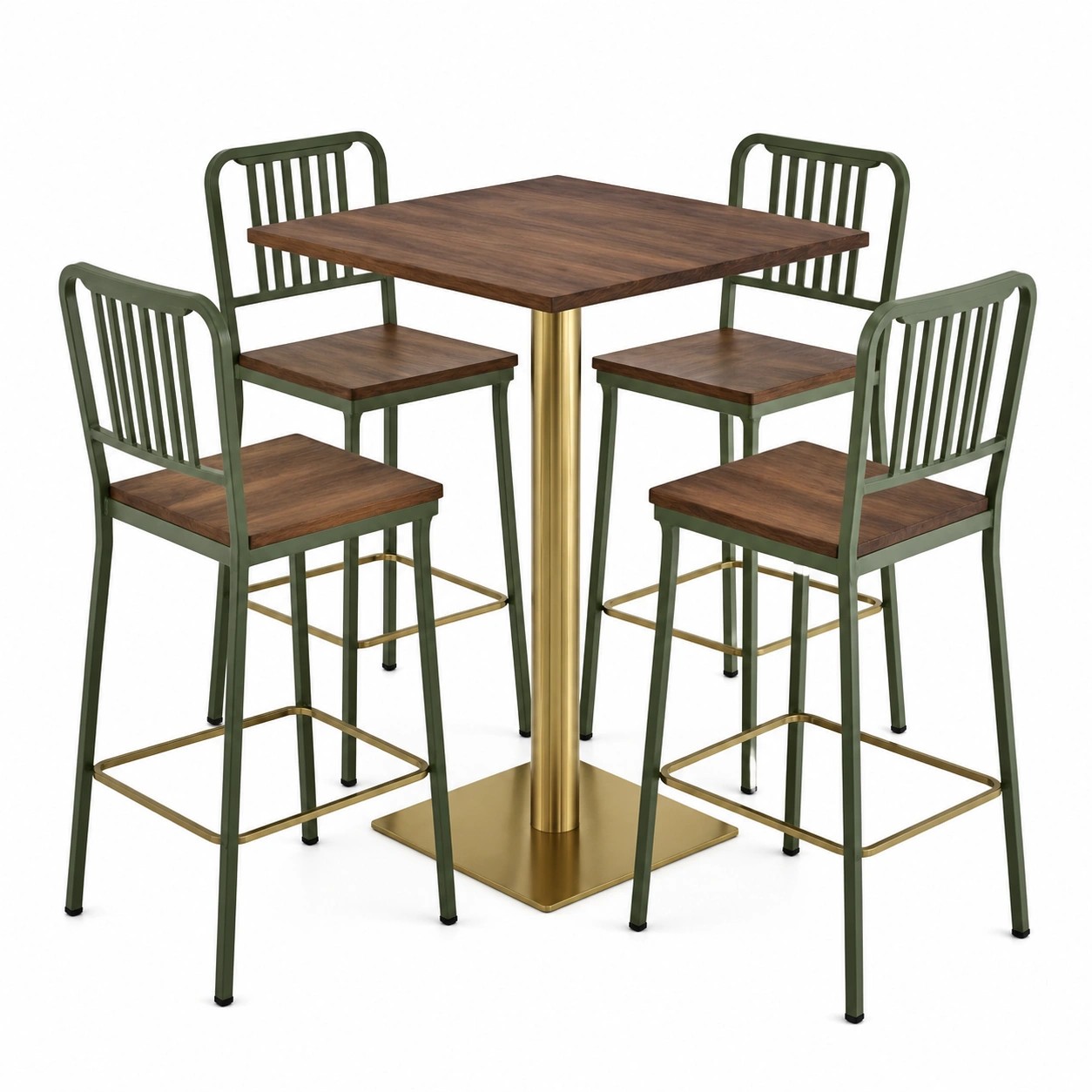 Bar-set walnuss metall 70x70x105 cm-COZYOLUME