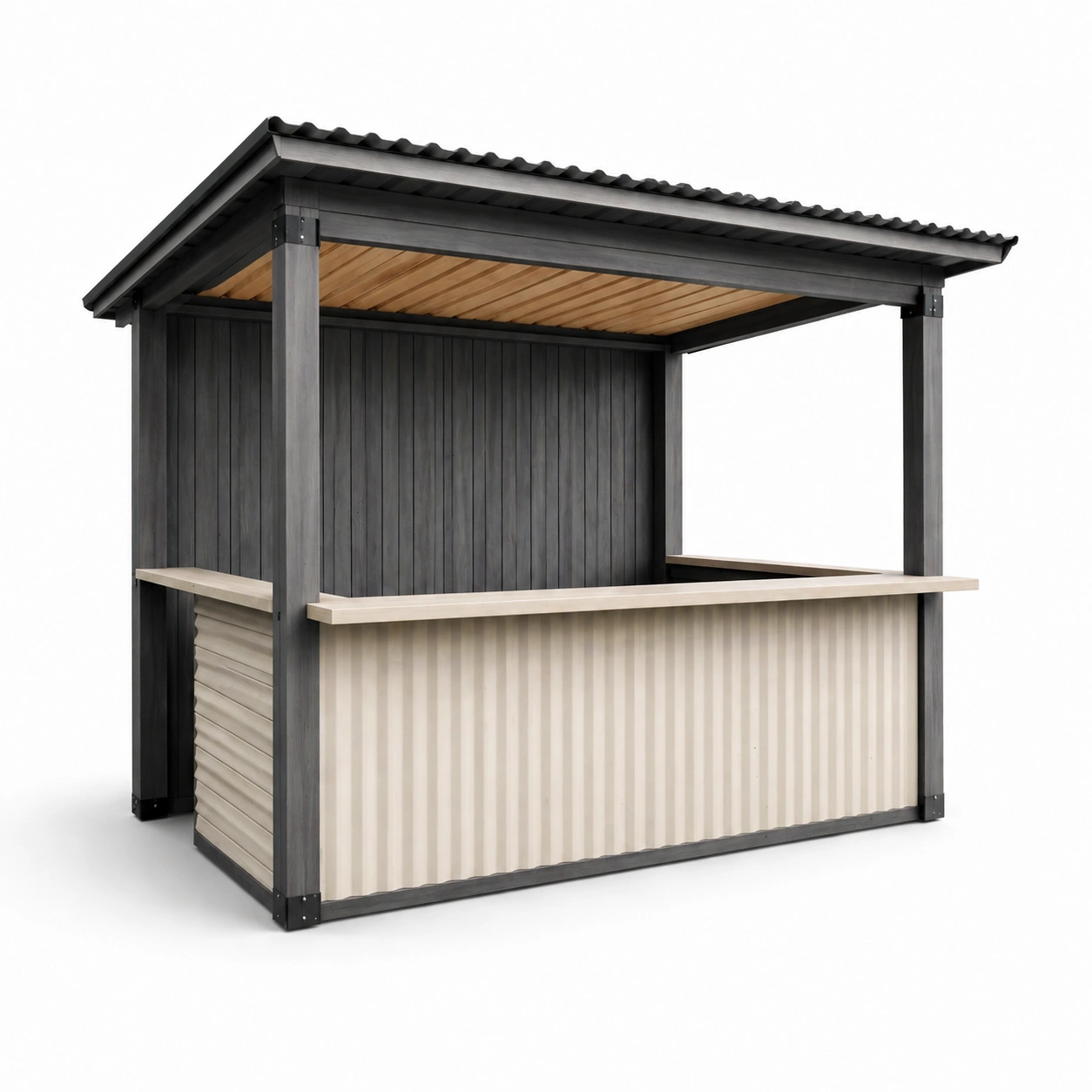 Barpavillon gartenbar holz metall grau creme-COZYOLUME